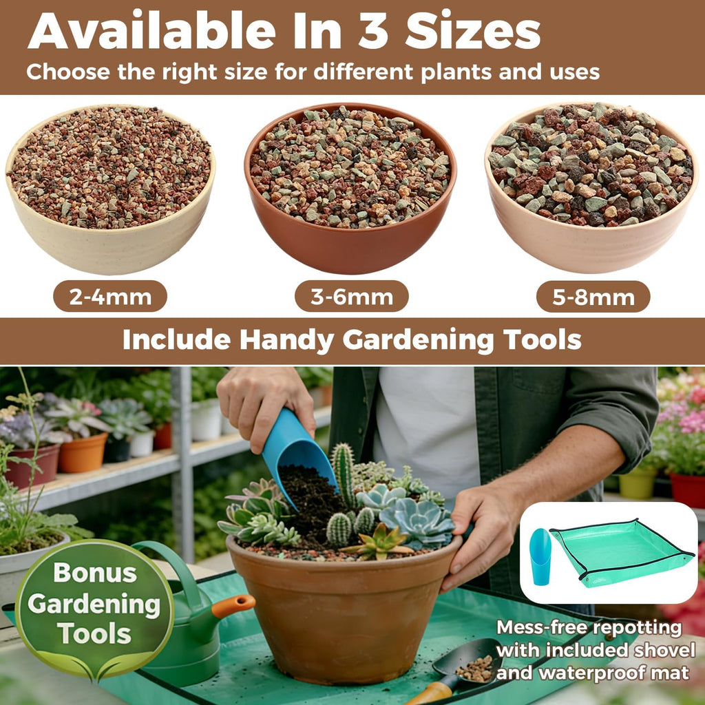 18lb Mix Lava Rocks for Plants 1/4" Horticultural Pumice for Plants, Succulent Cactus Soil Potting Mix - Horticultural