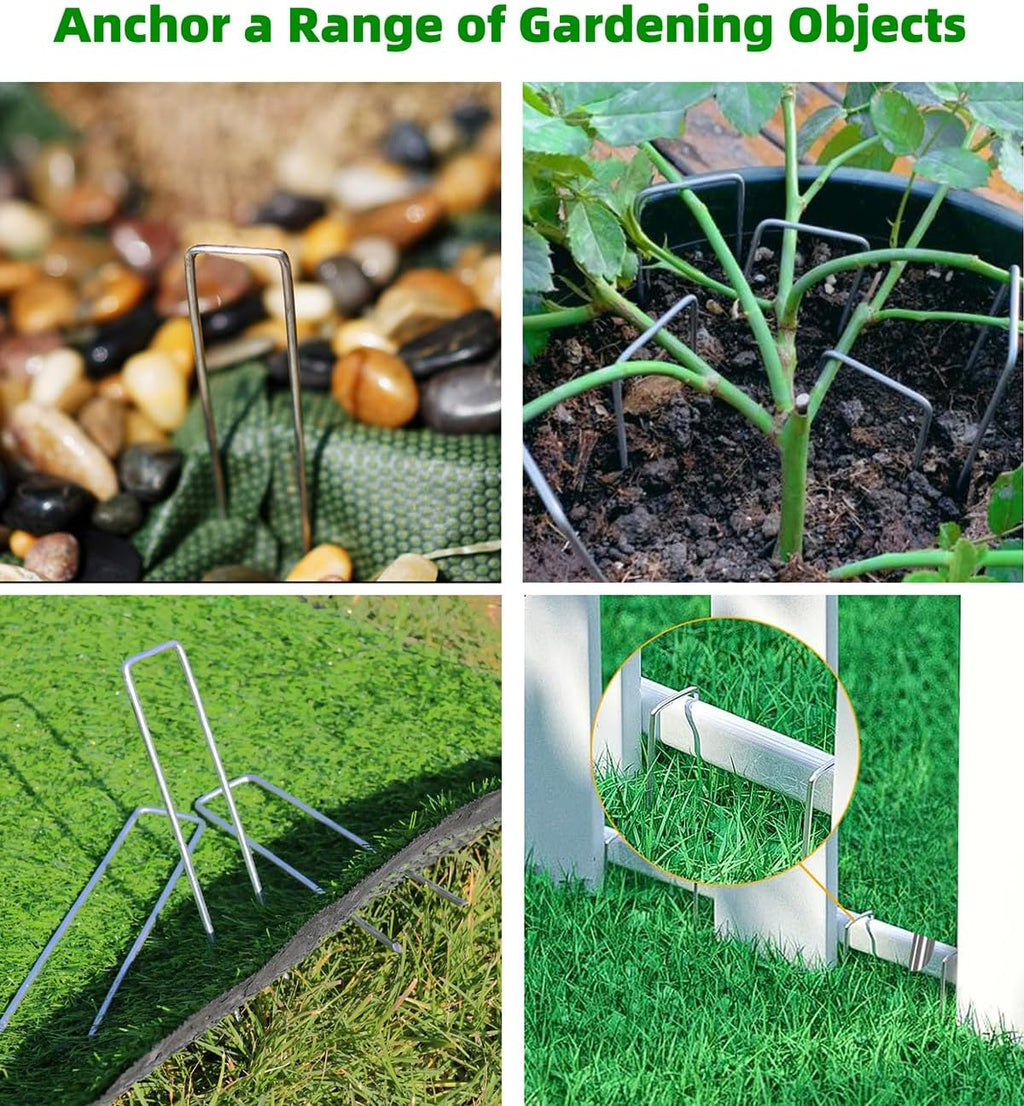 6 Inch 150 Pcs Hot-dip Galvanized U-Shaped Garden Stakes, Landscape Staples, Ground Stakes, for Decoration Weed Barrier