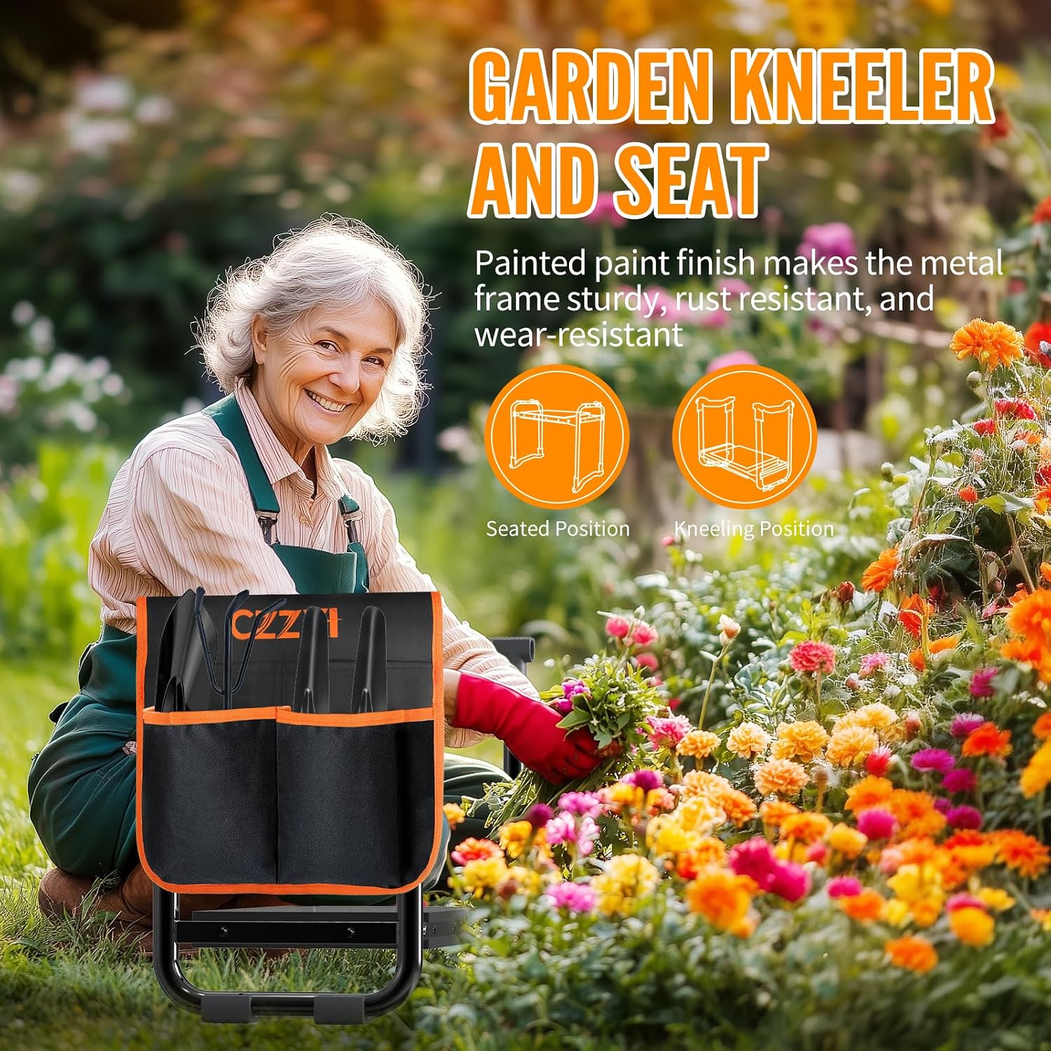 CZZXI Garden Kneeler and Seat, Wider and Thicker Kneeling Pad | Heavy Duty Gardening Stool with Gardening Tool Pouch