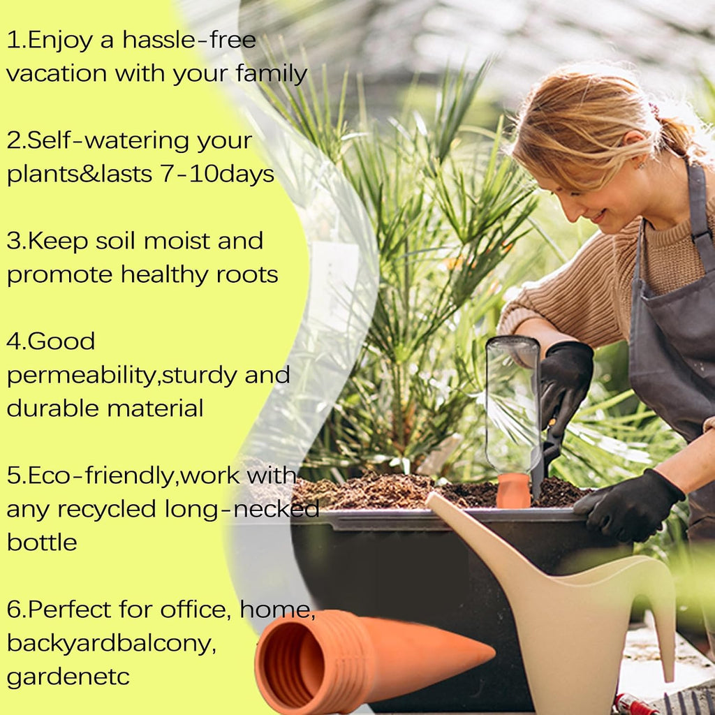 Joyeee Plant Watering Stakes, 8pcs Terracotta Self Watering Spikes Plant Watering Devices for Wine Bottles Vacation