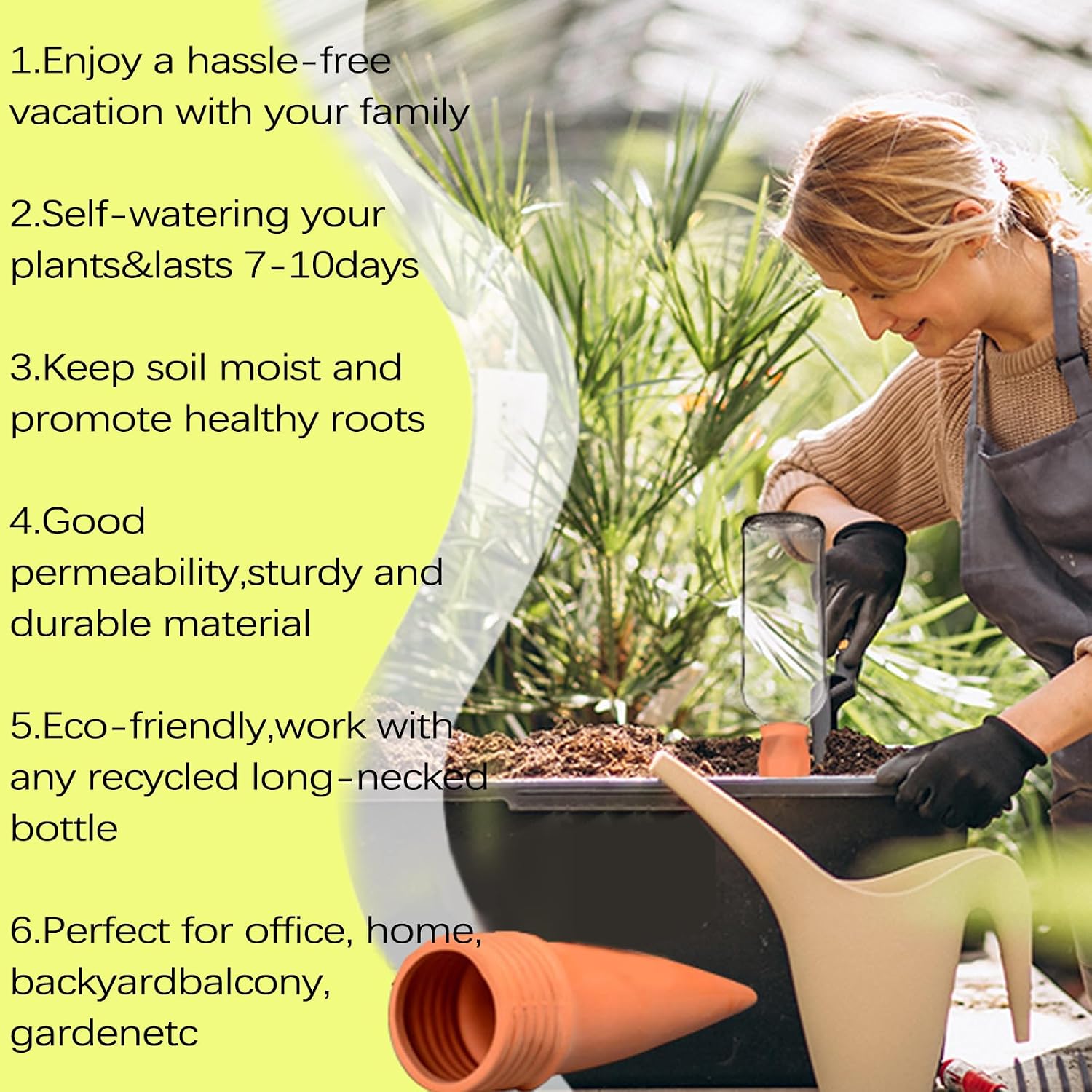 Joyeee Plant Watering Stakes, 8pcs Terracotta Self Watering Spikes Plant Watering Devices for Wine Bottles Vacation