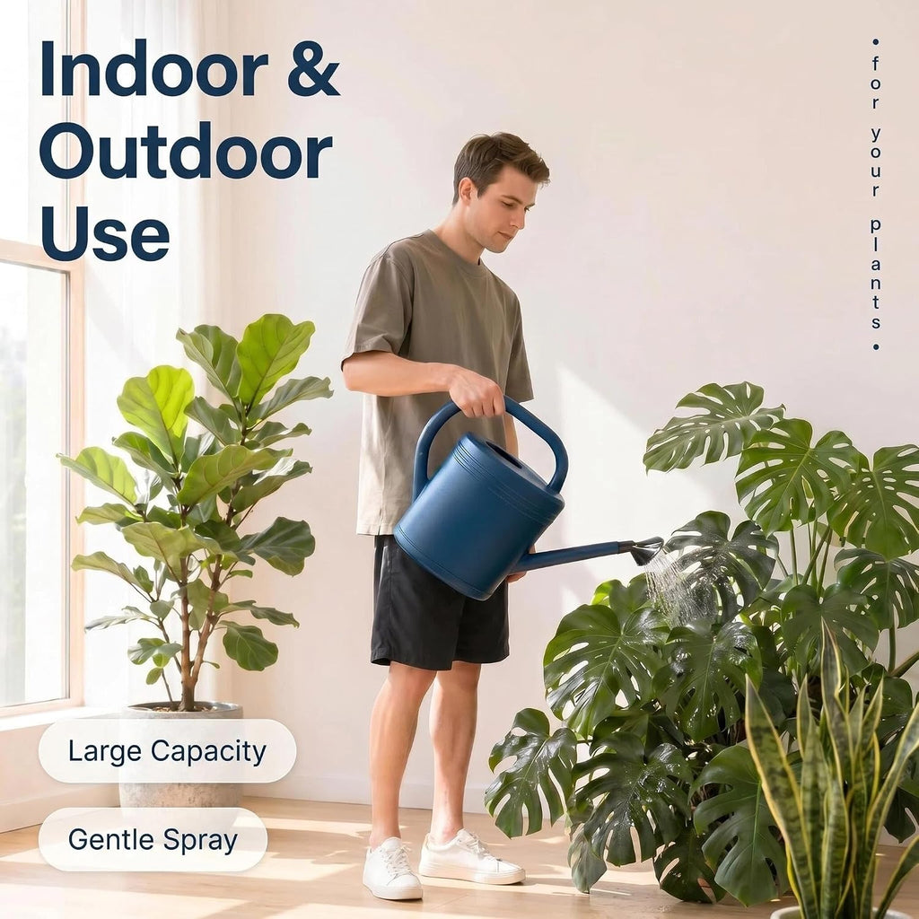 NERUB 2 Gallon Watering Can for Outdoor Plants, Large Garden Watering Can with Long Spout and Removable Stainless Steel