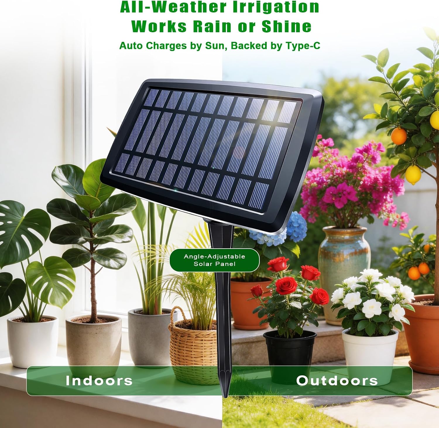 Irrigation System for Garden with Solar Panel, Automatic Drip Irrigation Kits 49FT Hose, Smart Timer Solar Irrigation