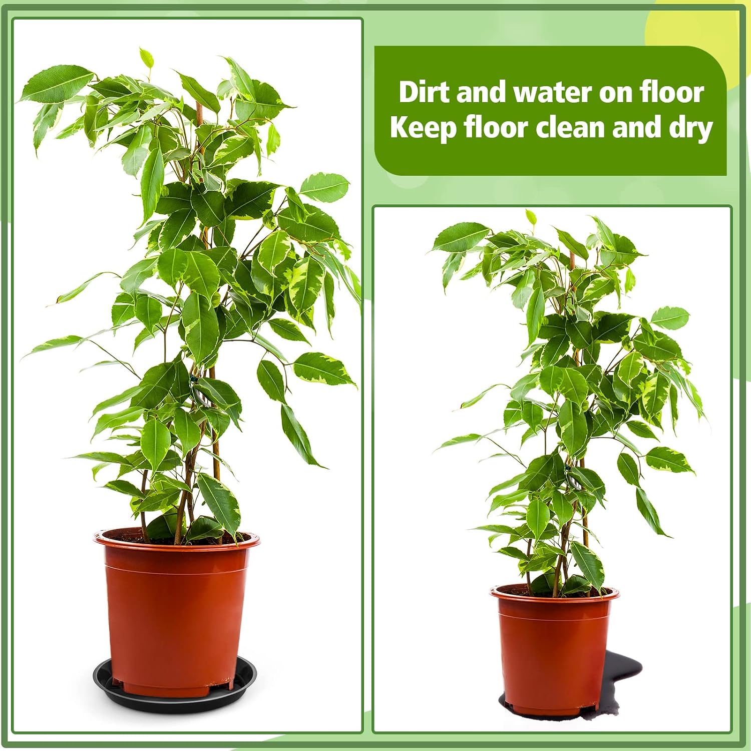 Honeydak 16 Pack 14.2 Inch Plant Saucer Plastic Plant Water Tray Plastic Saucers for Indoors Outdoors Round Pot Planter