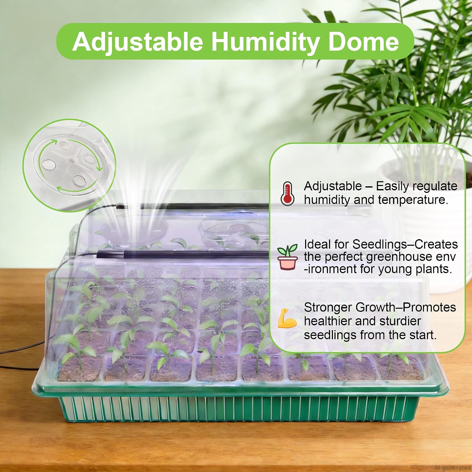 Seed Starter Tray with Grow Light, 2 Pack 80 Cells Seed Starter Kit, Complete System with Humidity Dome, Full Spectrum