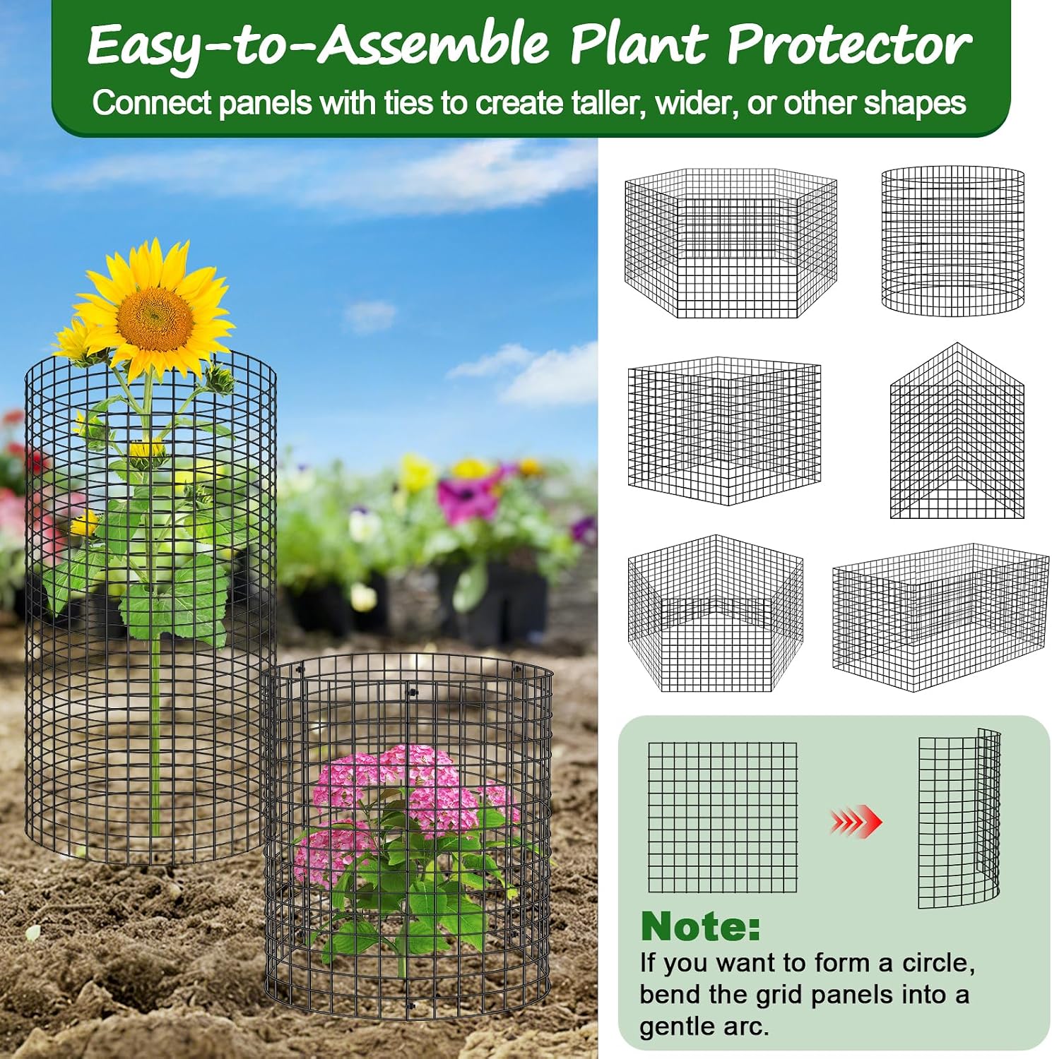 30 Pcs Plant Protectors from Animals, 16x12 Inch Large Metal Plant Cages Chicken Wire Cloche with Zip Ties and Stakes