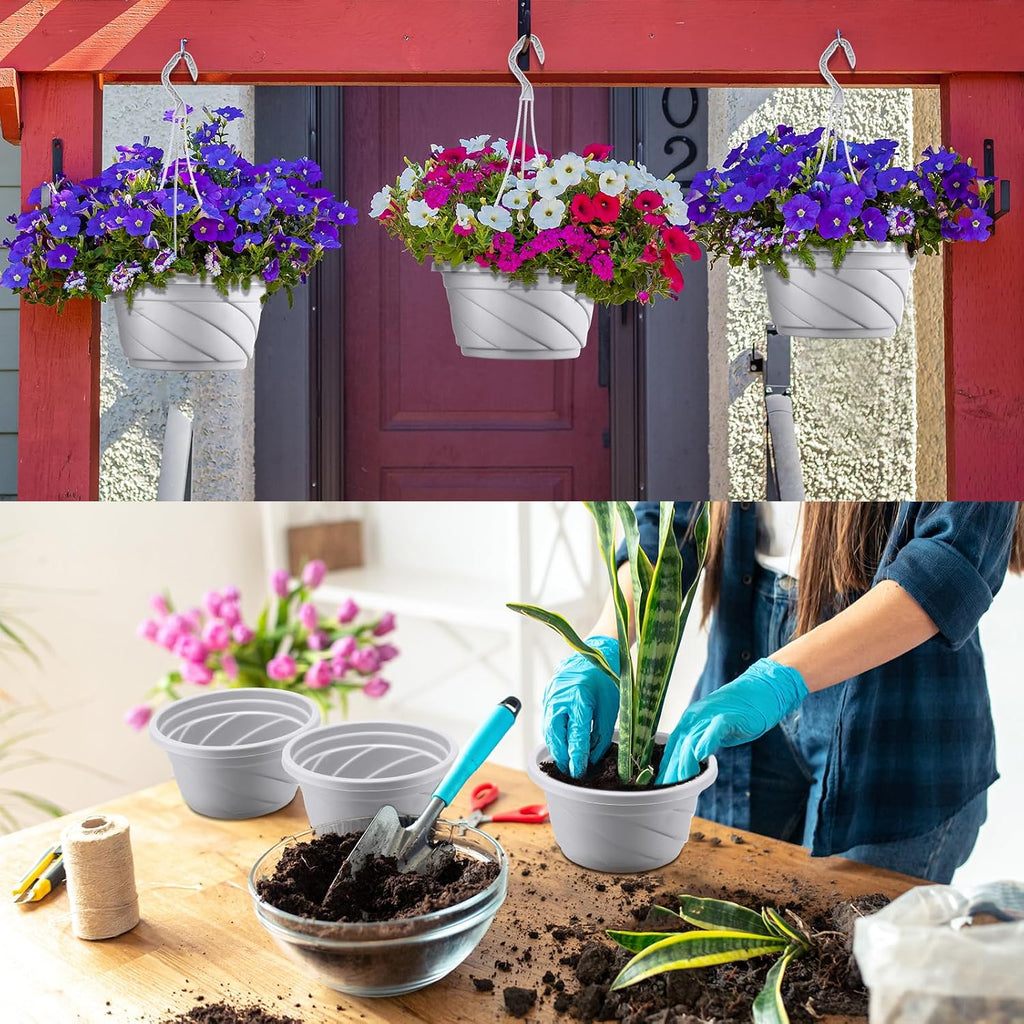 Tioncy 50 Pcs Plastic Hanging Planter Round Hanging Pot for Plants Containers with Hook Flower Plant Pots Holders for