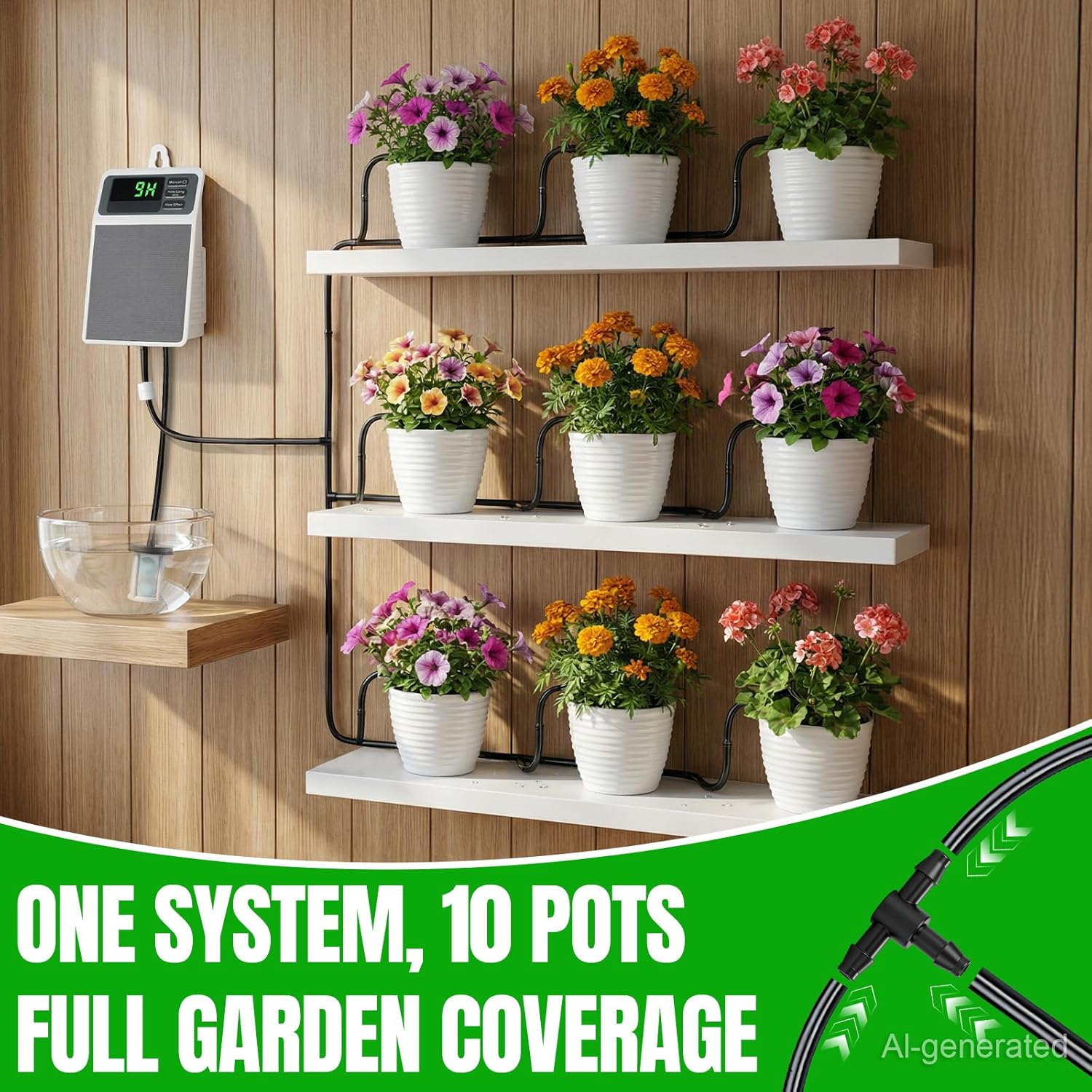 Solar Automatic Drip Irrigation System,Auto Self Watering Kit with Timer | Solar Powered Watering Device for Pots