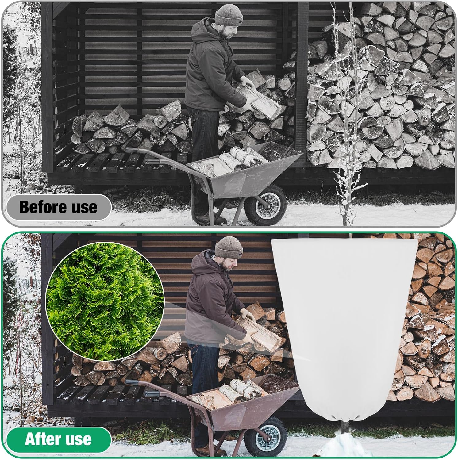 4 Pcs Plant Covers Freeze Protection 35.4" x 59" Winter Frost Blankets for Outdoor Plants with Zipper Drawstring Frost