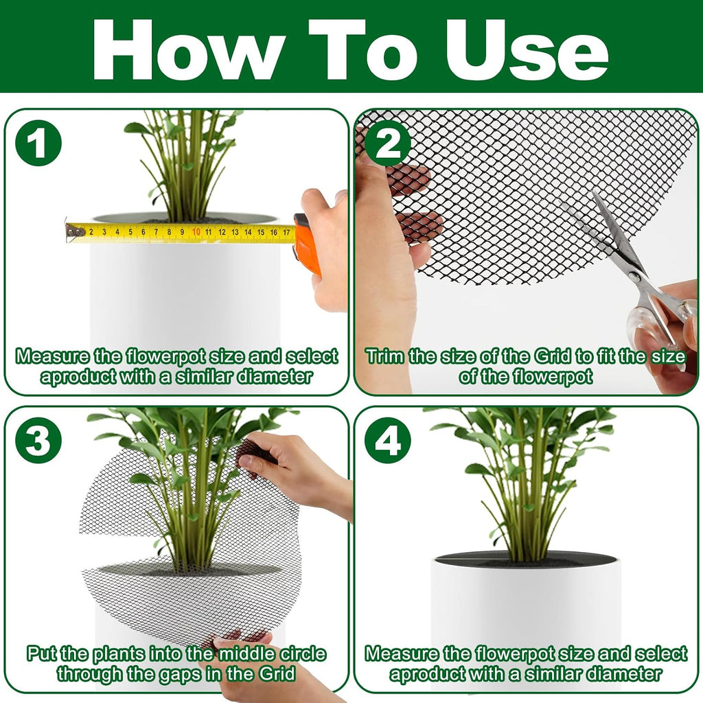 10Pcs Plant Pot Grids,11.8Inch Plant Pot Cover with 30 U-Shaped Nails, Cat Proof Protector for Potted Plants,Dig-Free