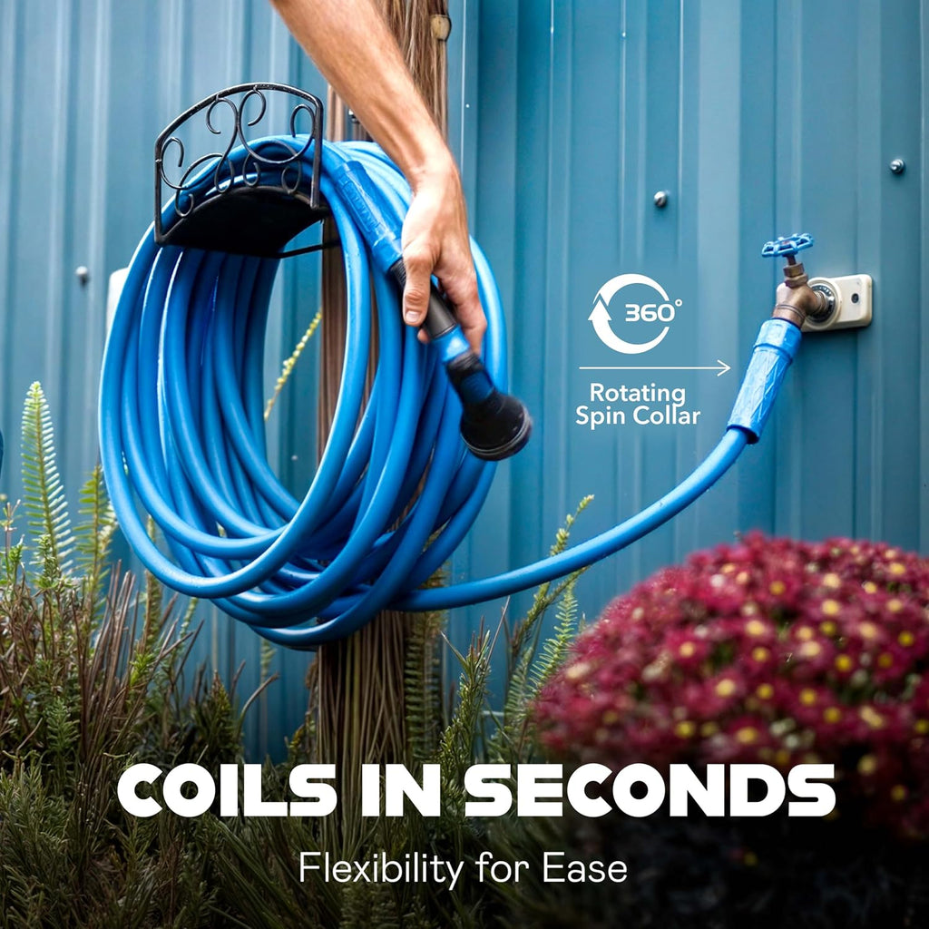 INVICTUS Garden Hose 50Ft x 5/8 in. Sprayer Nozzle Included, 2-Layer Heavy Duty Water Hose 50 Ft, Flexible