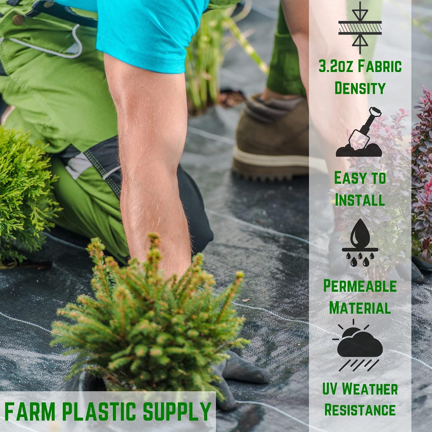 Farm Plastic Supply - 3.2oz Premium Landscape Fabric Heavy Duty - (4' x 300') - Woven Landscaping Fabric, Ground Cover