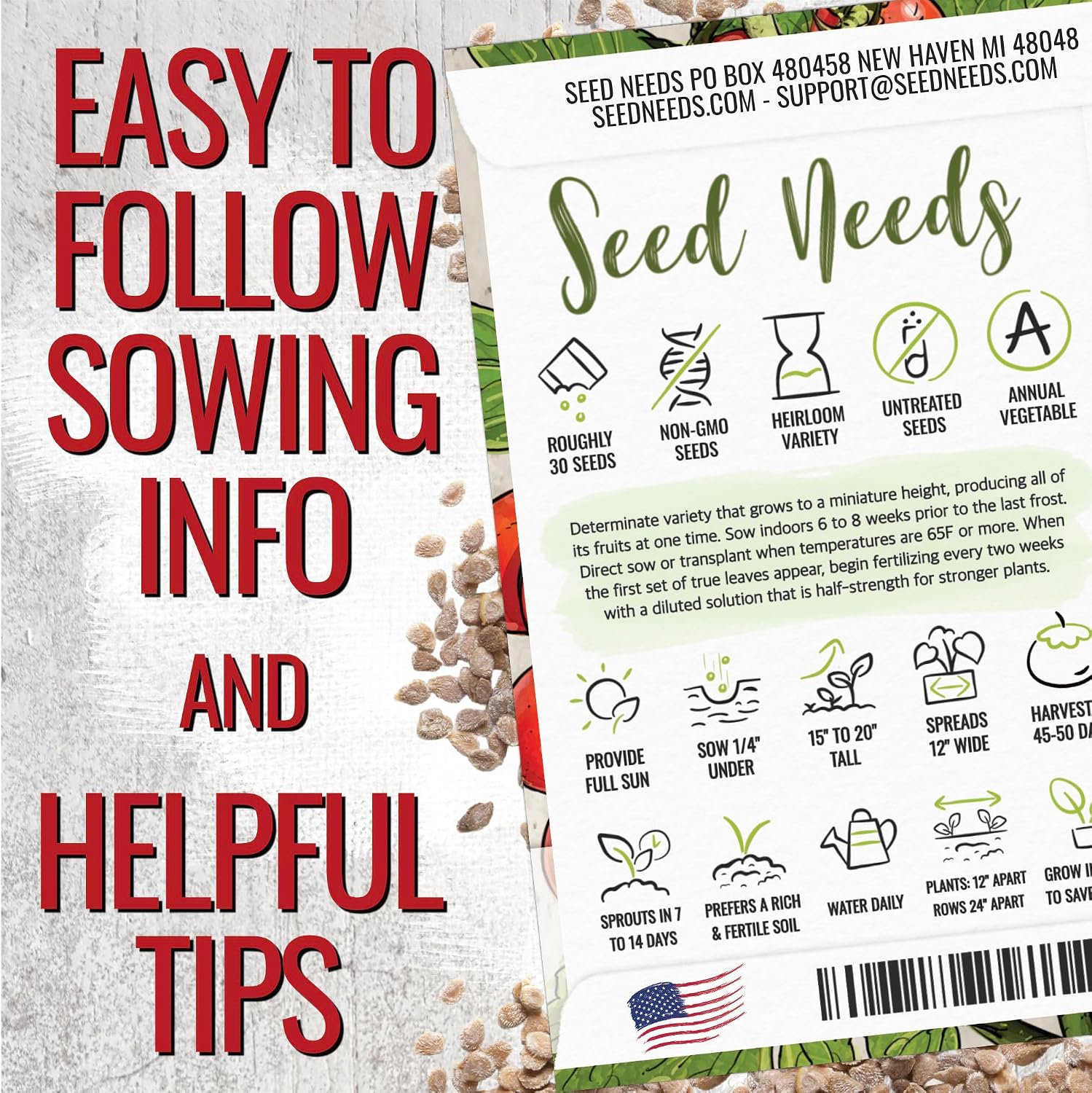 Seed Needs Tiny Tim Dwarf Tomato Seeds to Plant Heirloom Non-GMO 10 Pack