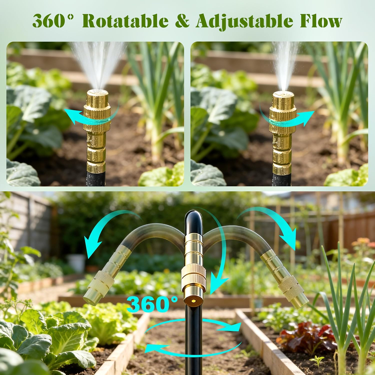 Drip Irrigation System for Garden, Automatic Watering System with Adjustable 360° Copper Spray Nozzles, DIY Drip