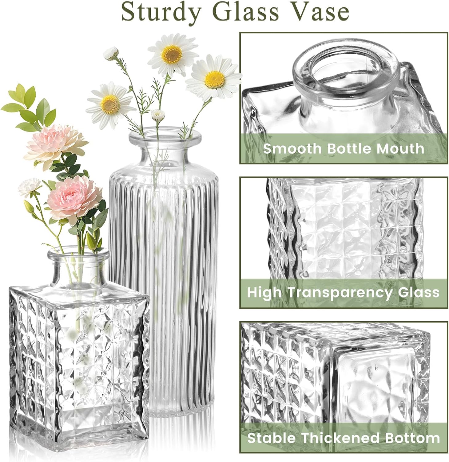 DOMESTAR 16 PCS Glass Bud Vases Set, Small Clear Cylinder Vases | Propagation Station, Plant Terrarium, Rustic Wedding