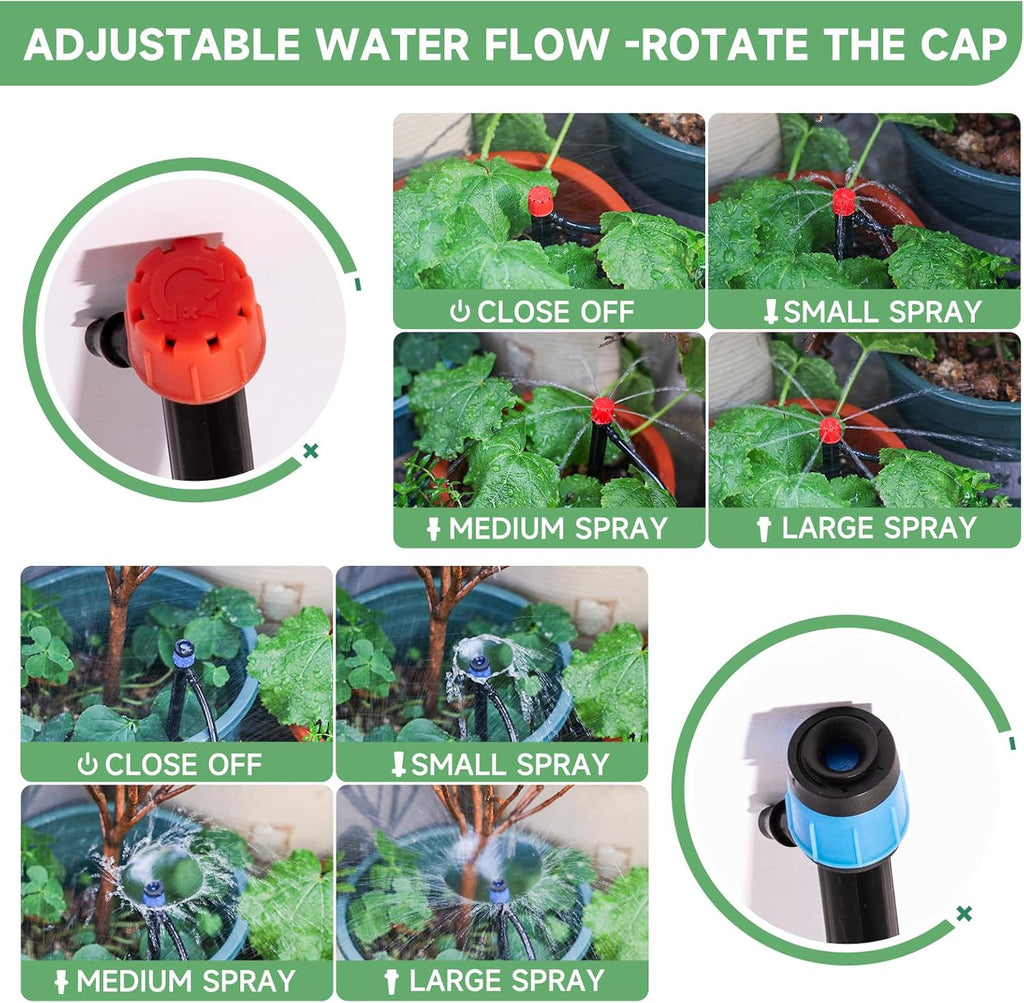 Riboud 240FT Drip Irrigation System Kit, Automatic Garden Watering System for Plant, Greenhouse, Yard, Lawn, with 1/2