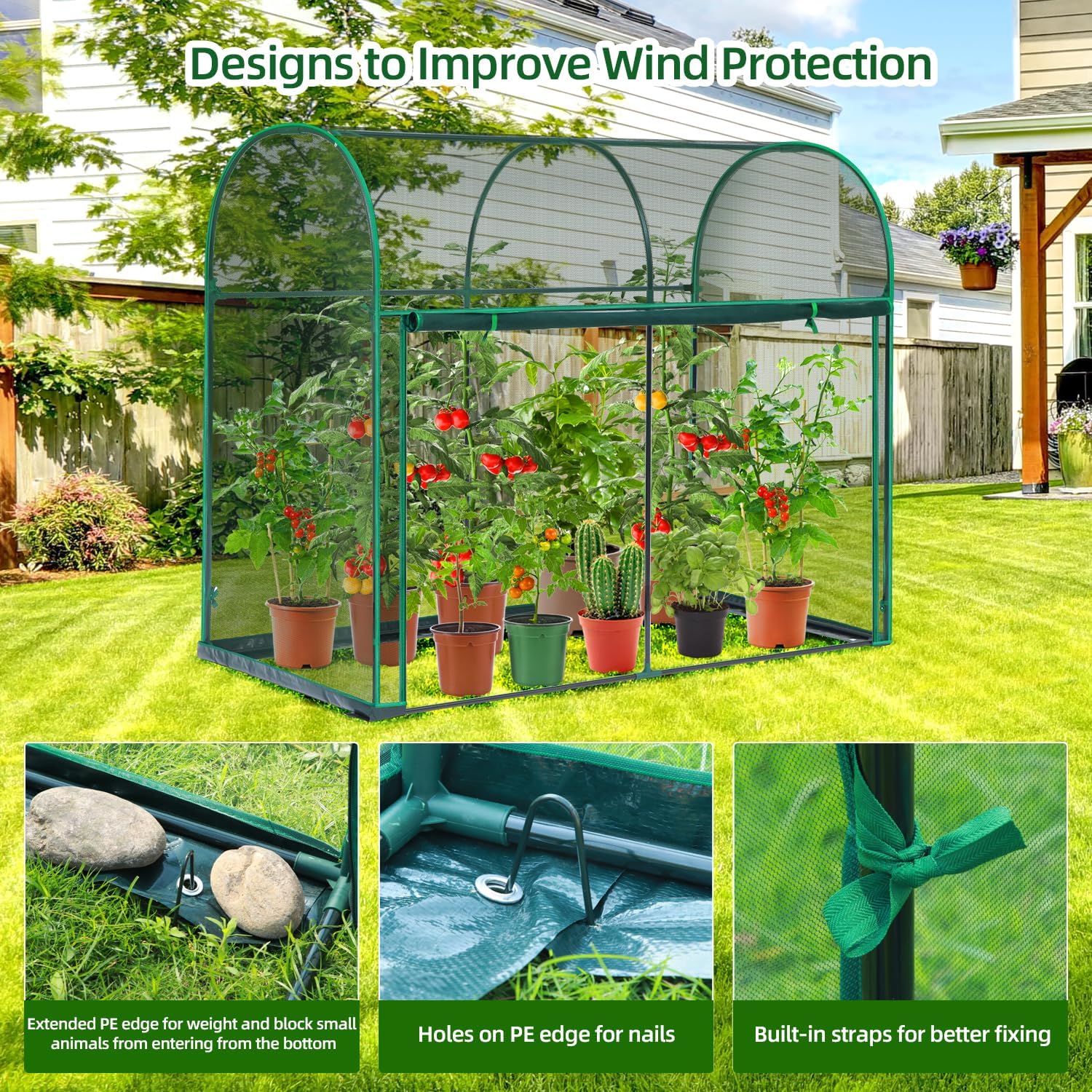 Ohuhu Crop Cages for Garden Plant: 6x3x5 Ft Tent Cage, Plant Netting Cover with Zipper, Garden Bed Cover, Plant Cover
