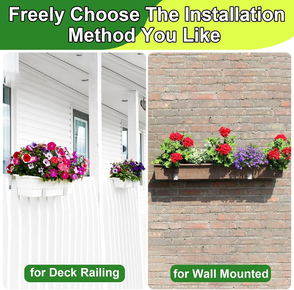 Leinuosen 8 Pcs Adjustable Window Boxes Brackets Planter Box Bracket Heavy Duty Deck Railing Hanging Flower Stand for