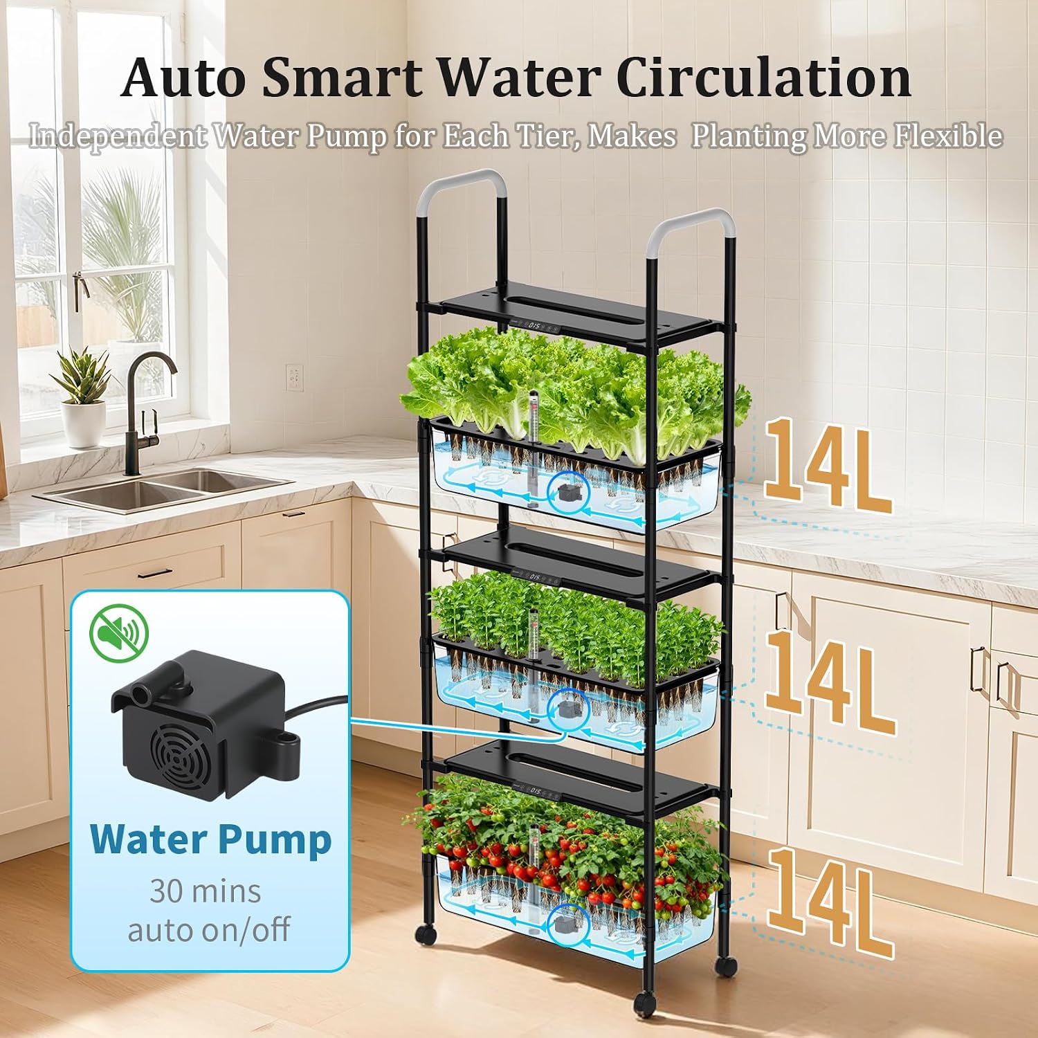 Growell Hydroponics Growing System Kit, 81 Pods Vertical Indoor Herb Garden with Smart LED Grow Light, Auto Circulating