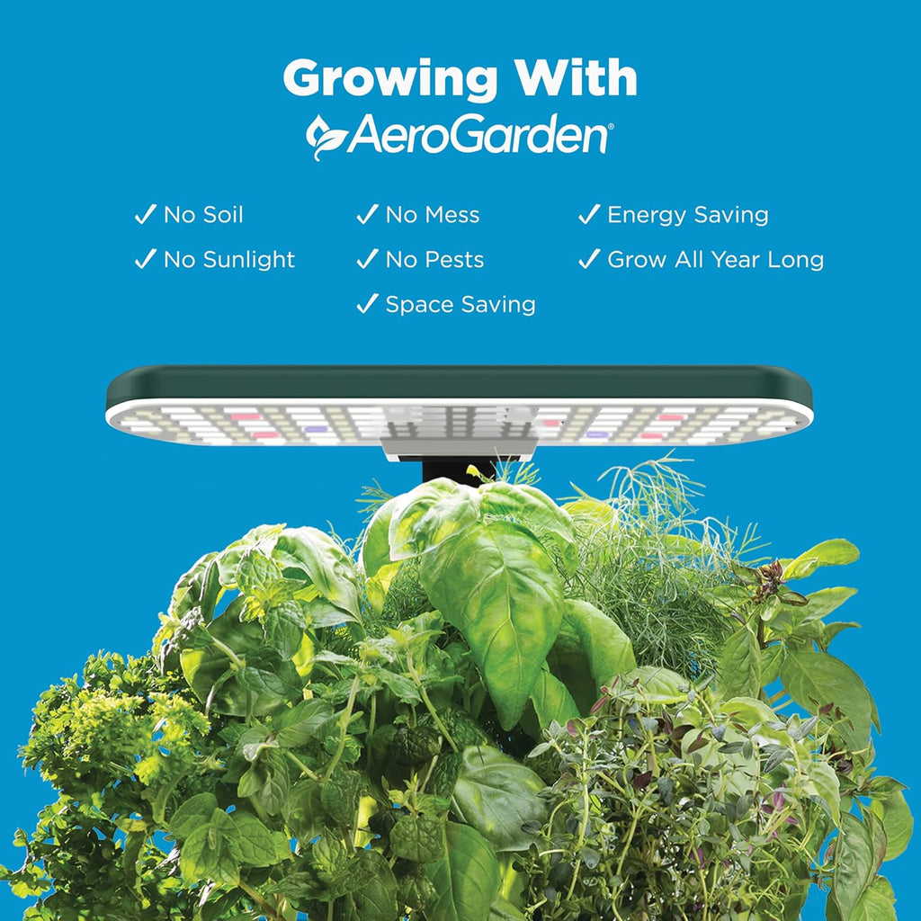 AeroGarden Harvest Lite, Green | Soil-free Indoor Hydroponic Garden with LED Grow Light for Year-Round Gardening of up