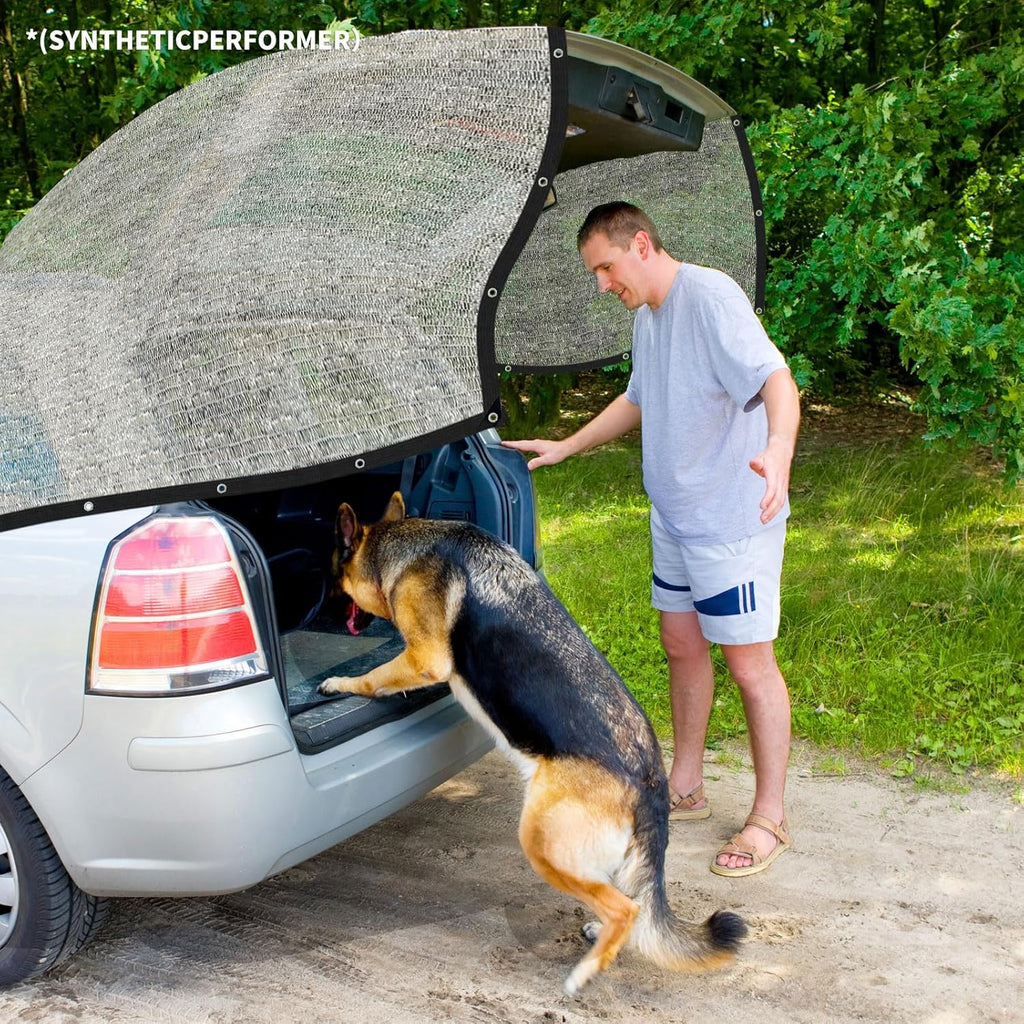 90% Aluminum Shade Cloth for Cars- Reflective Aluminium Shade Netting Sun Shade Cover with Grommets for Cars, Dogs