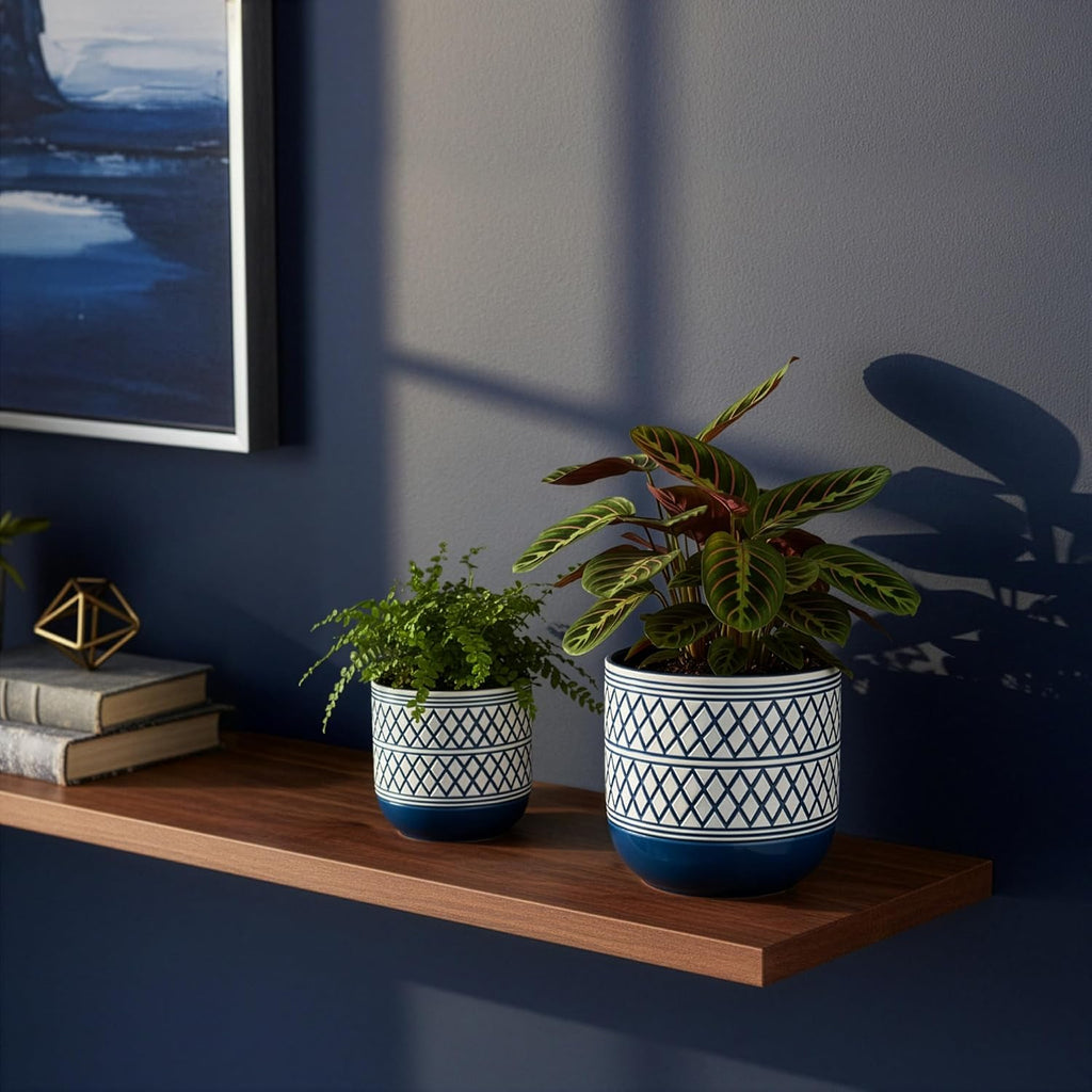 HERDUK Decorative Ceramic Flower Pots Set of 2 – 6 & 4.7 Inch Indoor Plant Pots, Boho Decorative Pots for Plants