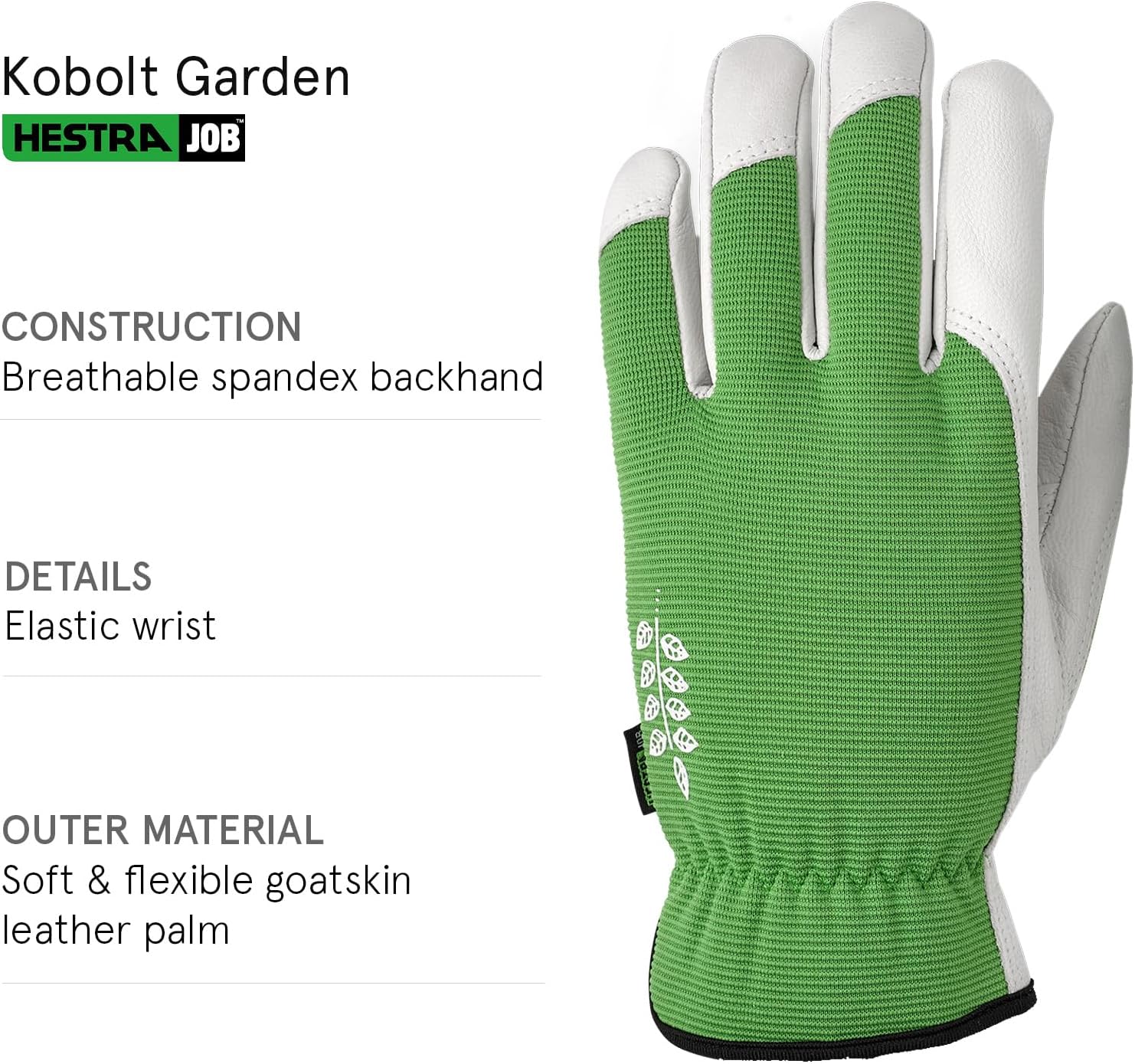 Hestra Job Kobolt Garden Glove, Leather Gardening Gloves for Pruning, Digging, & Outdoor Yard Work for Men & Women