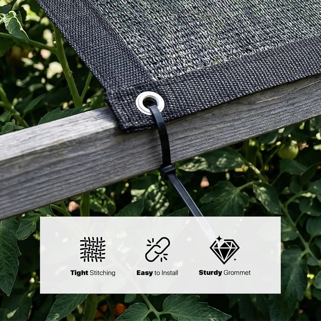 ColourTree 50% Black Shade Cloth, 8FT x 12FT Mesh Tarp, UV Resistant Netting with Upgrade Grommets for Plant Cover