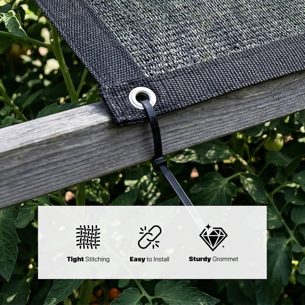 ColourTree 50% Black Shade Cloth, 8FT x 12FT Mesh Tarp, UV Resistant Netting with Upgrade Grommets for Plant Cover