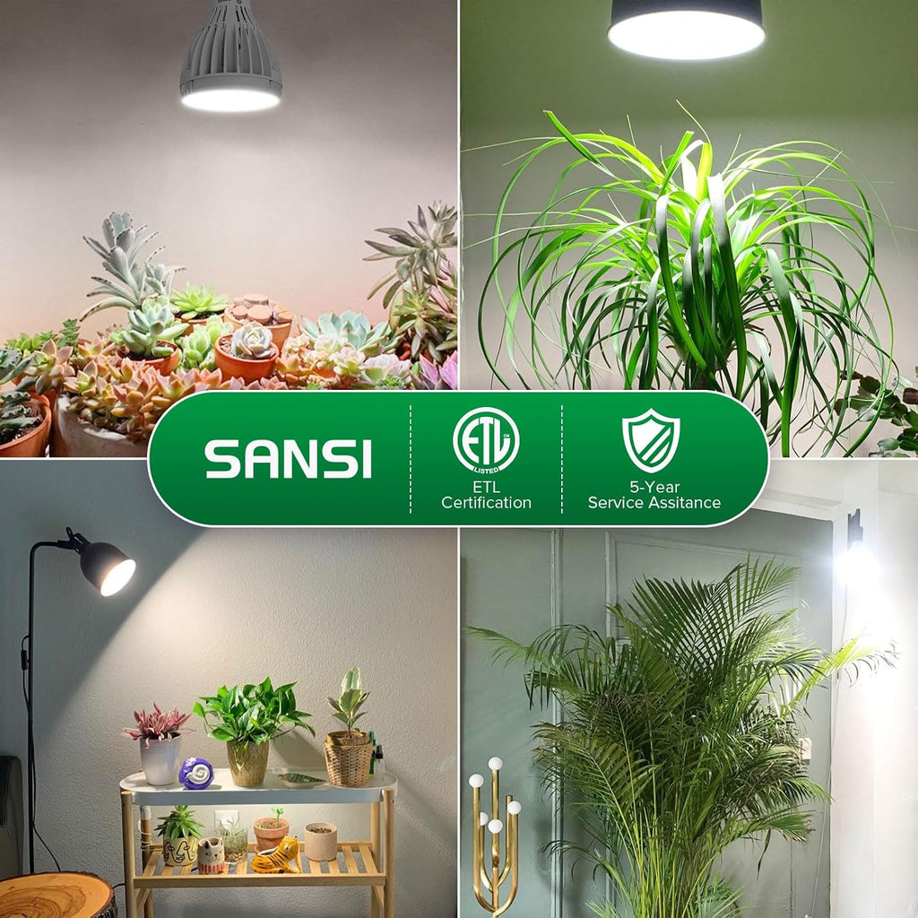 SANSI 32W Grow Light Bulb for Indoor Plants, 350W Equivalent, Full Spectrum | LED Grow Bulb, High PPFD with Optical