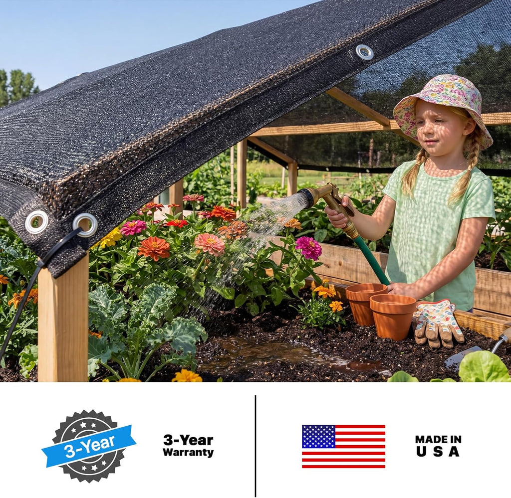 Royal Shade 30% Black Shade Cloth 10FT x 10FT Mesh Tarp with Grommets for Garden Patio, Plant Shading, Greenhouse