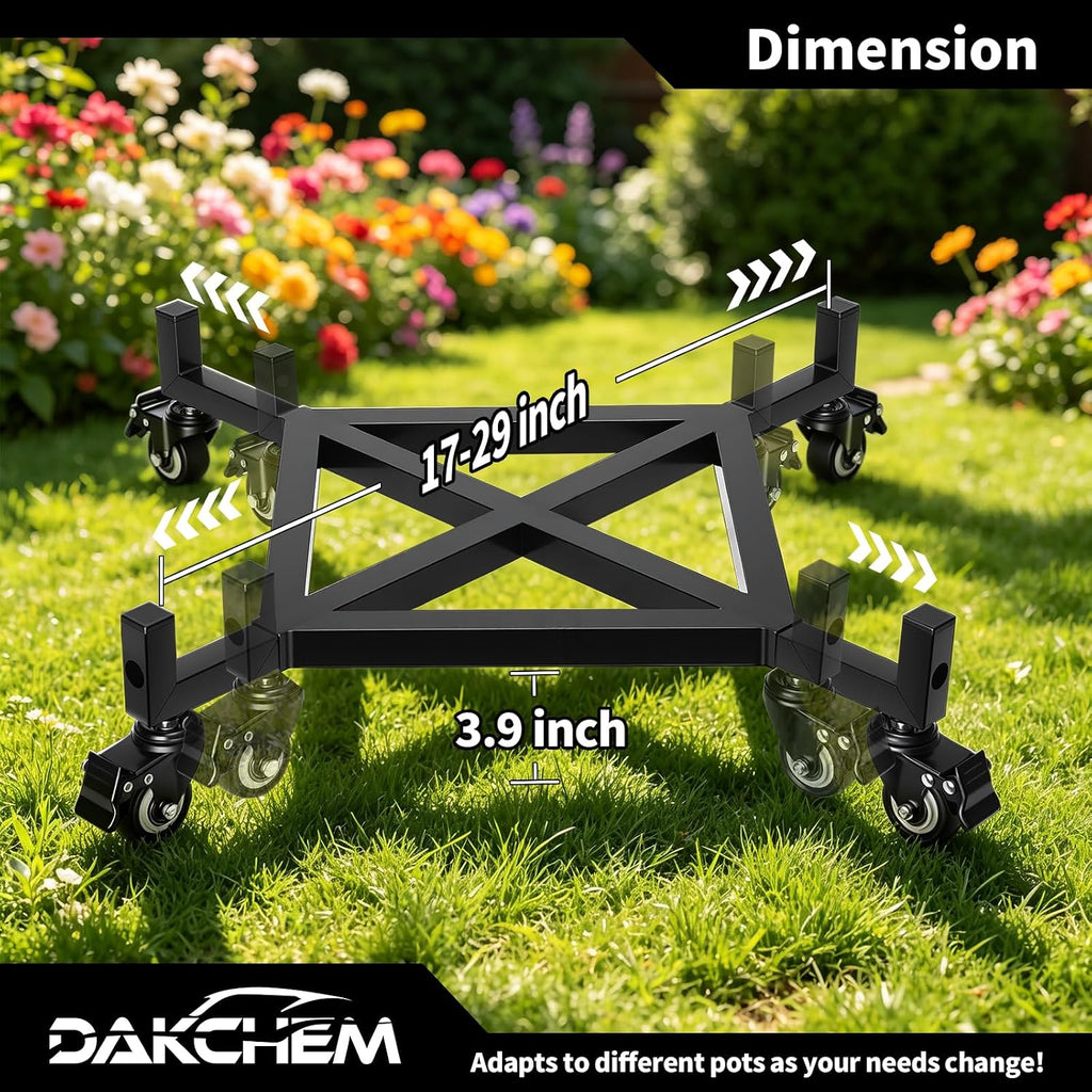 17-29 Inch Adjustable Plant Caddy with Wheels Heavy Duty Rolling Dolly | 530 lbs Load, Reinforced Structure, Tall