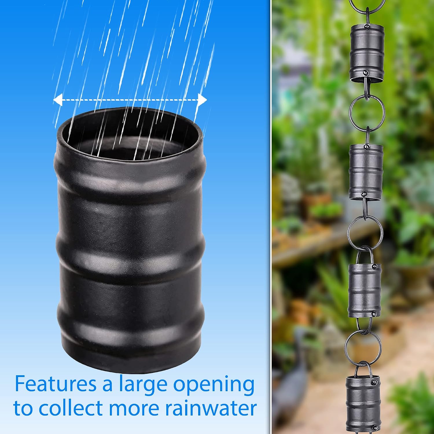 Tri-Stripe Rain Chains for Gutters 8.5ft