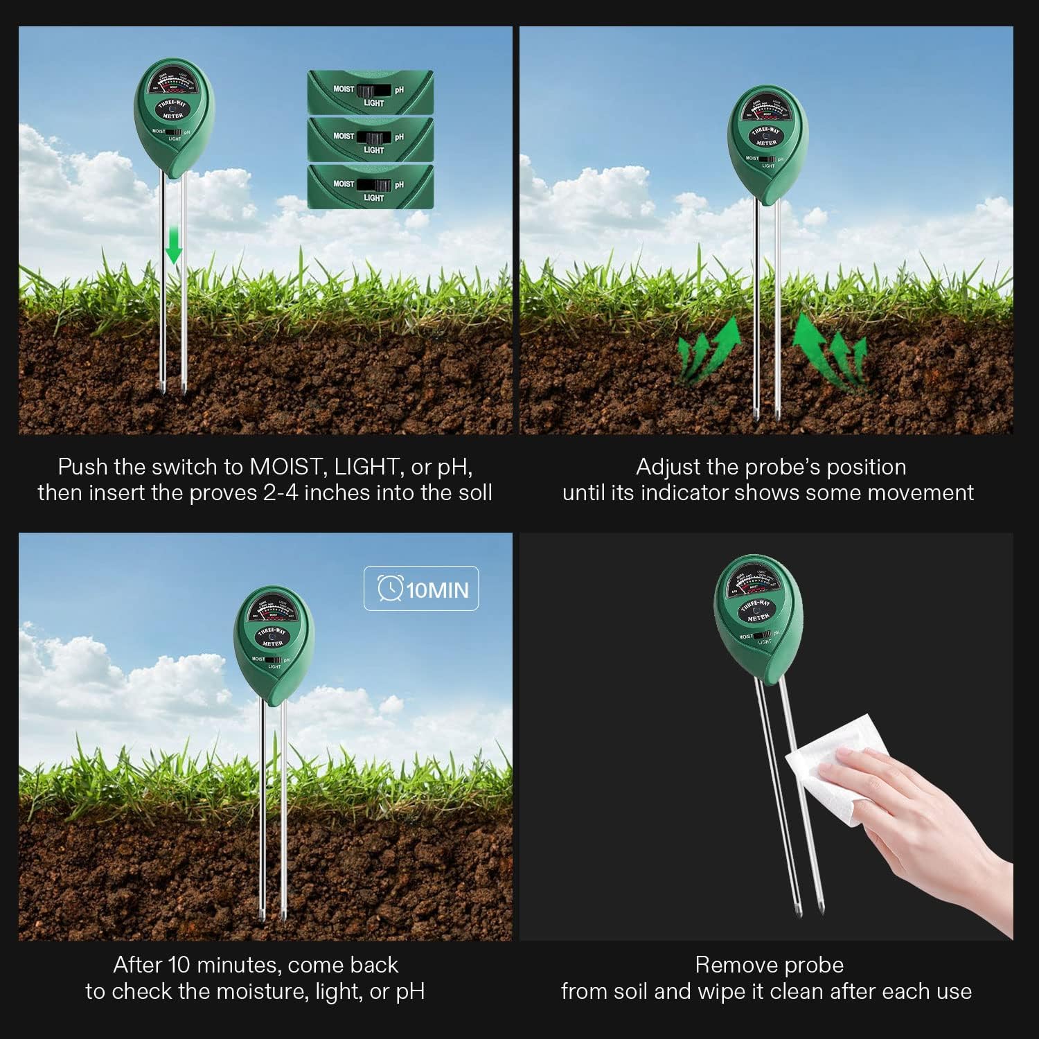 VIVOSUN 2 Pack Durable Waterproof Seedling Heat Mat Warm Hydroponic Heating Pad 10 x 20.75 Inch, Soil Tester, 3-in-1
