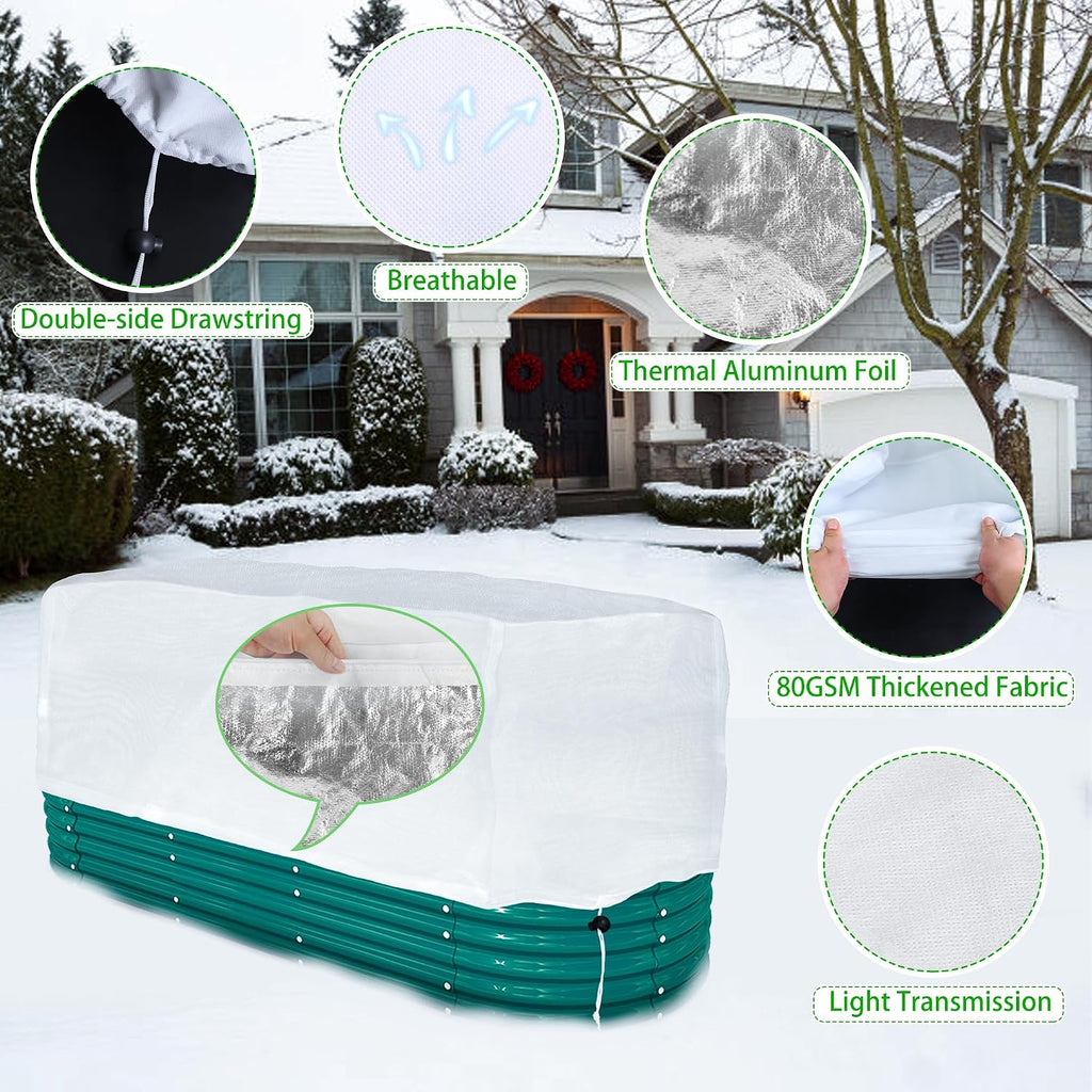 Frost Cloth Plant Freeze Protection, Plant Covers for Raised Garden Beds | 2 PCS, 4x2 FT Raised Bed Covers for Winter