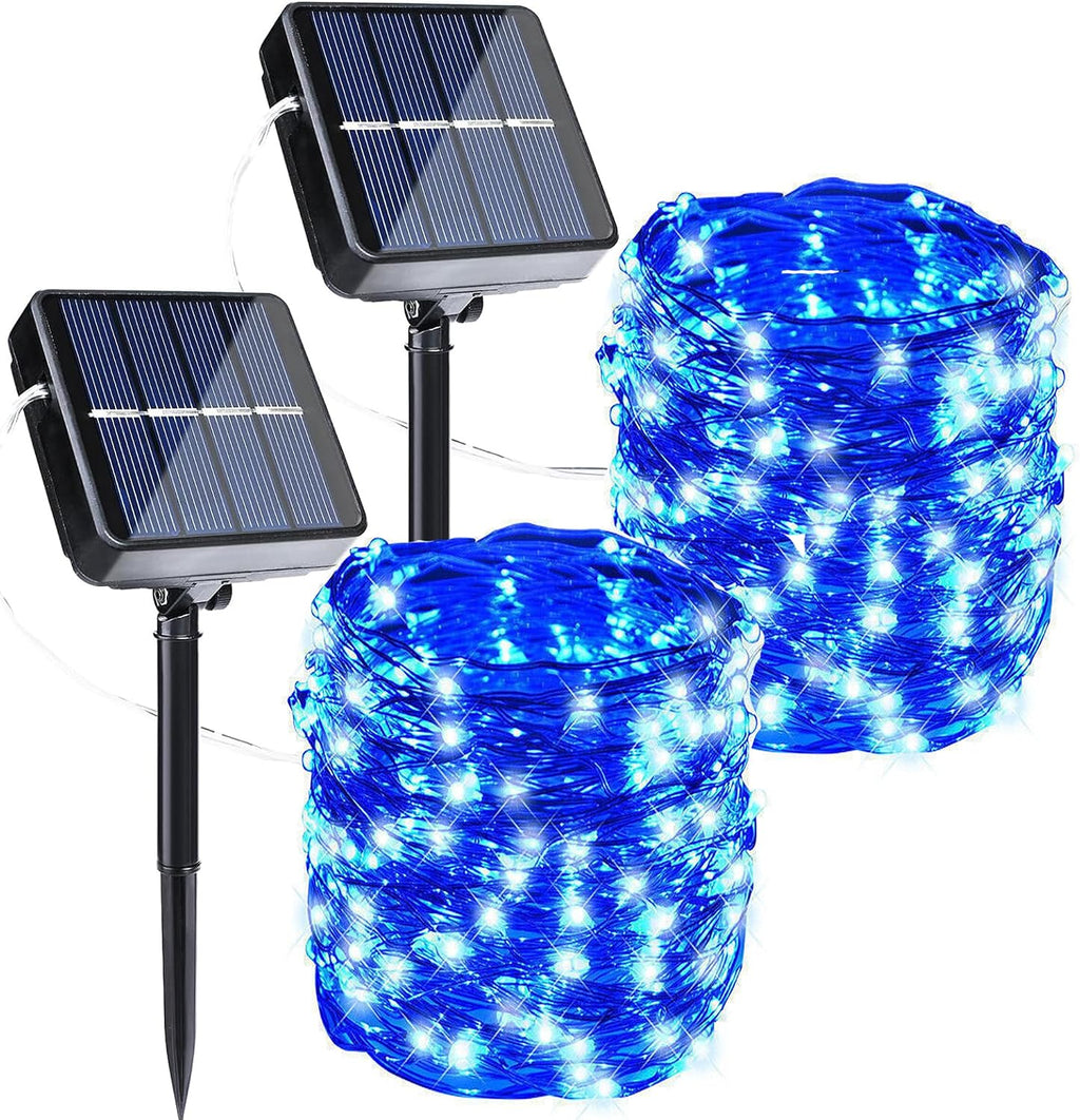 Joomer Solar Fairy Lights, 2-Pack Total 80FT 240LED String Lights, Blue