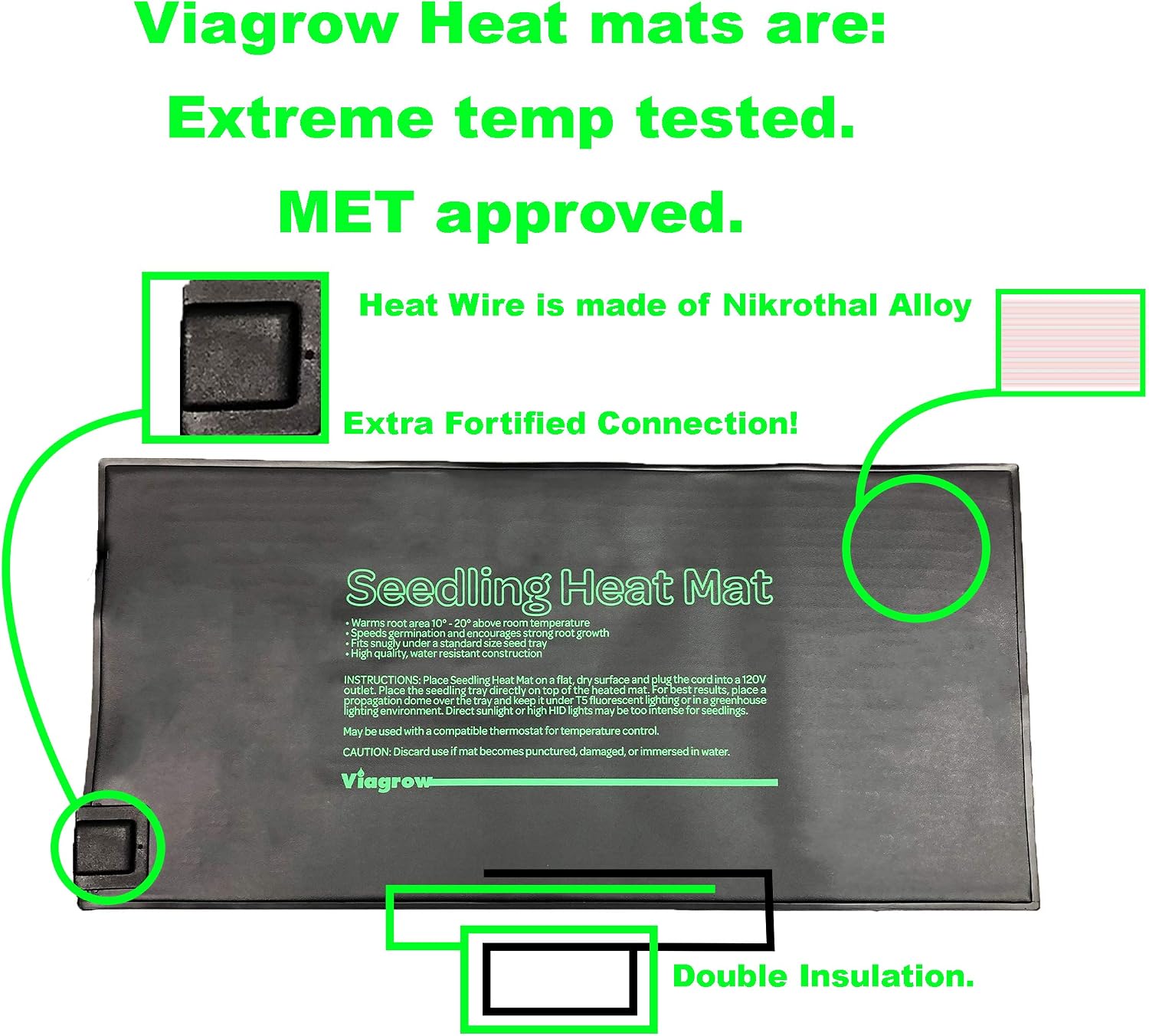 Viagrow VSEEDMAT 20.5 in. x 8.5 in. Seed Propagating Seedling Heat Mat, 20.5 x 8.5/Large