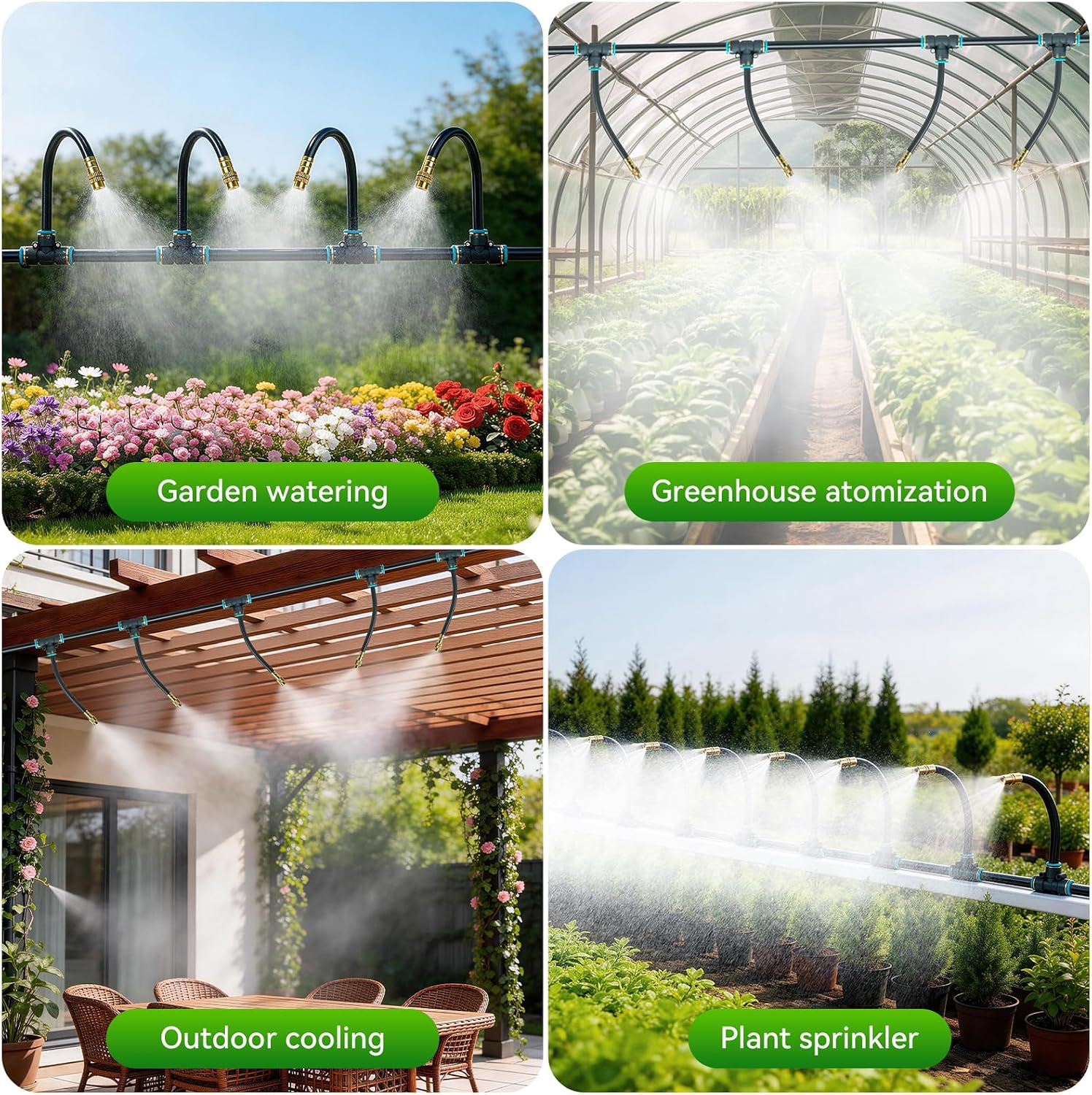 360°Adjustable Drip Irrigation System,200FT Irrigation System for Garden | 32 Copper Nozzles,141Pcs Automatic Misting