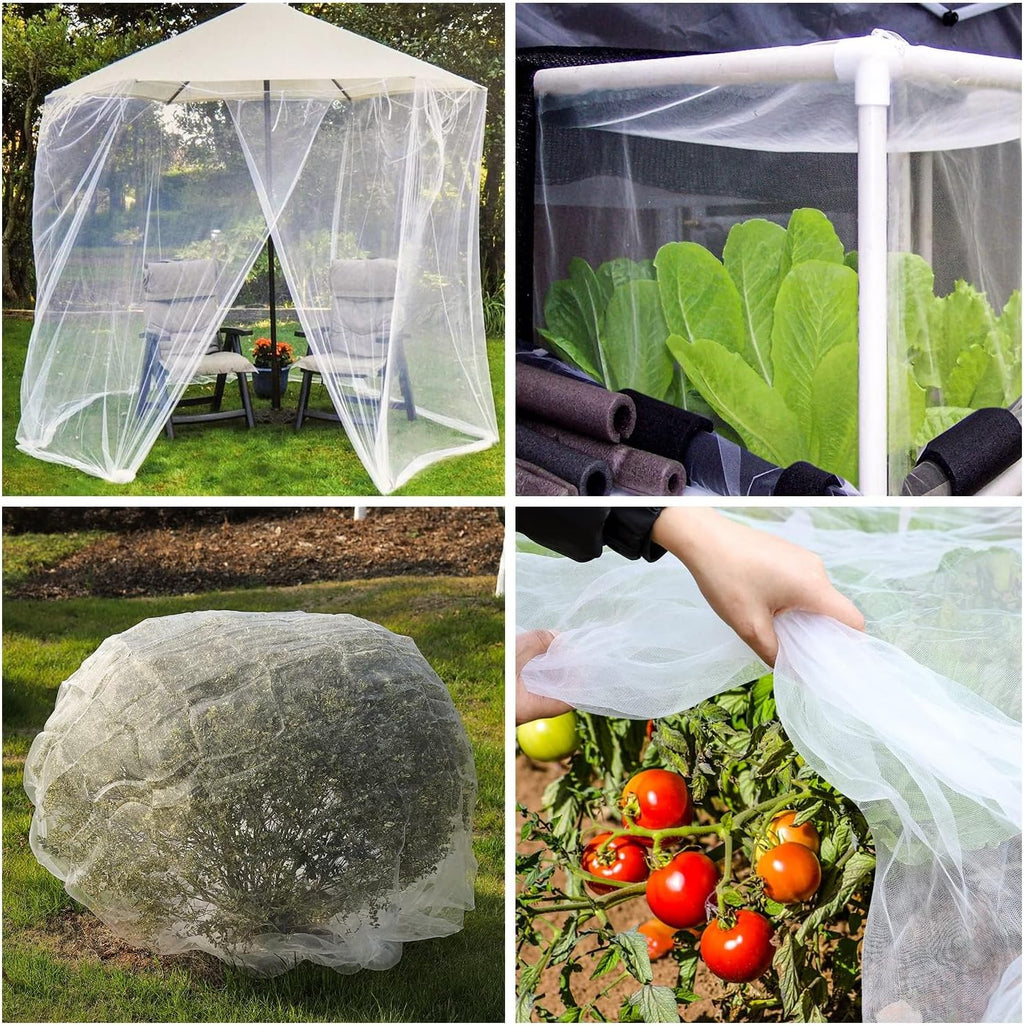 Garden Mesh Netting Kit, 10 * 30FT Ultra Fine Plant Netting Covers with 6 Pcs Garden Hoops & 18 Clips, Row Cover Net