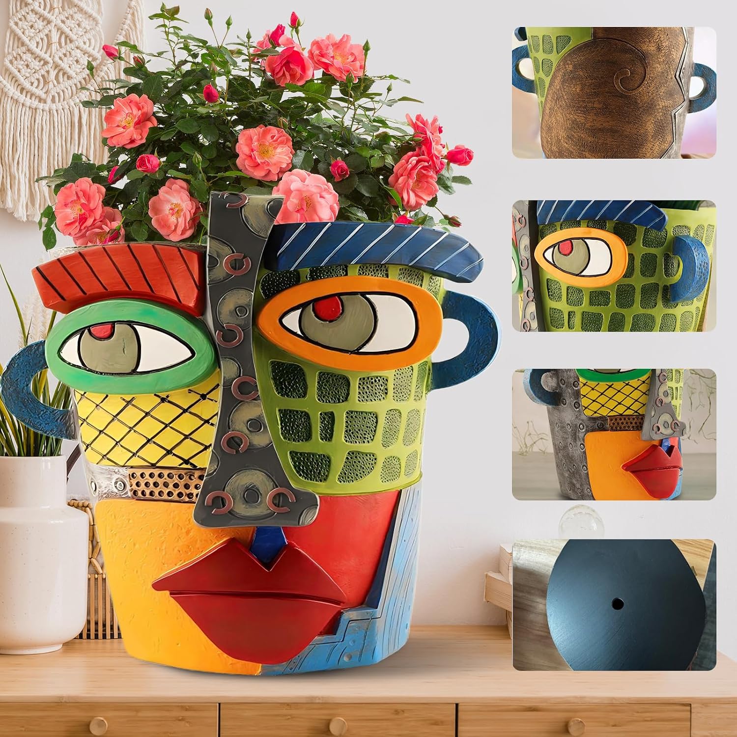 Brutalist Abstract Face Planters Pots Abstract Flower Pot (Modern) | Funny Planters Decoration Flower Resin Face Flower