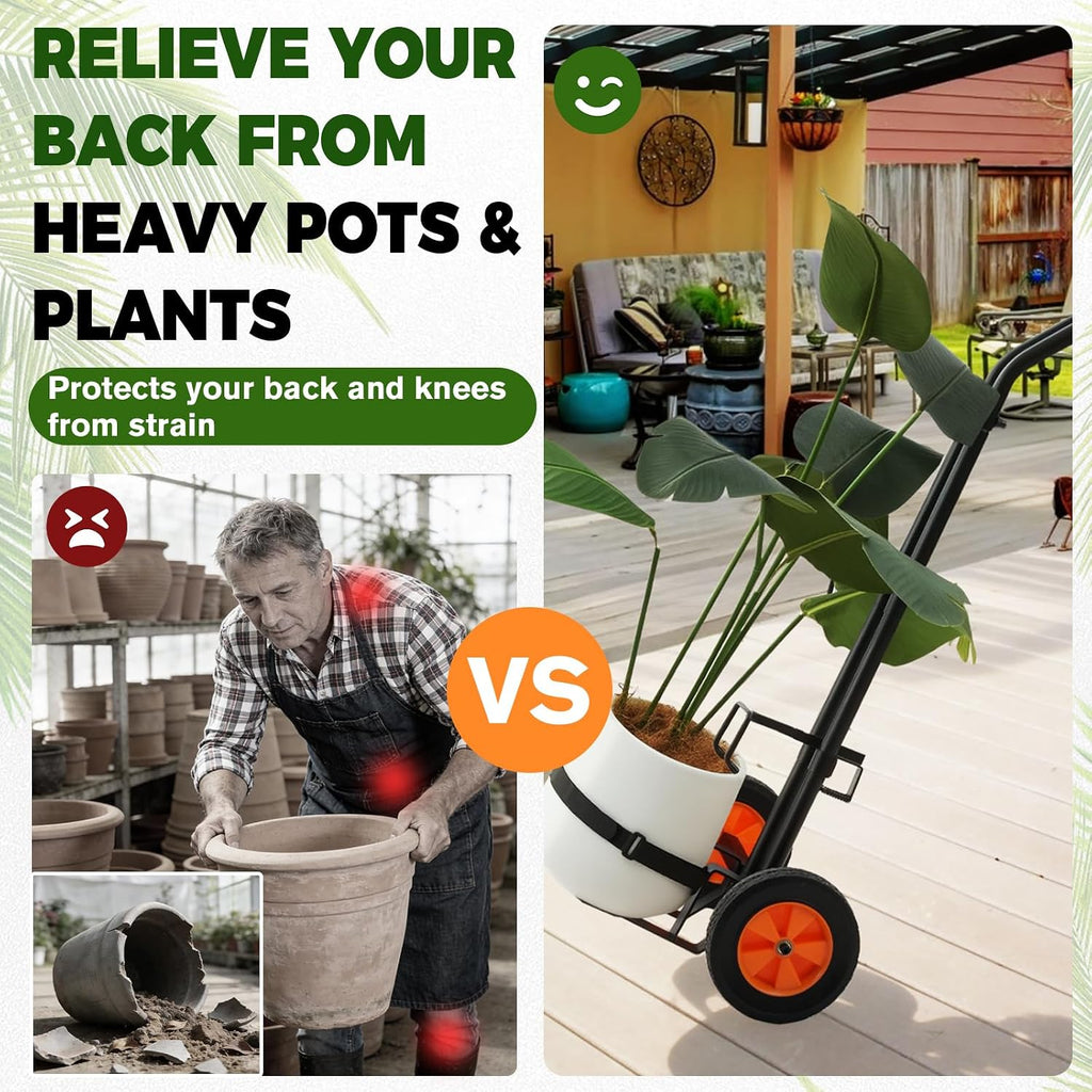 AUROPEAK Plant Caddy with Wheels, Adjustable Potted Plant Mover | Adjustable forks, grip arms and strap move large