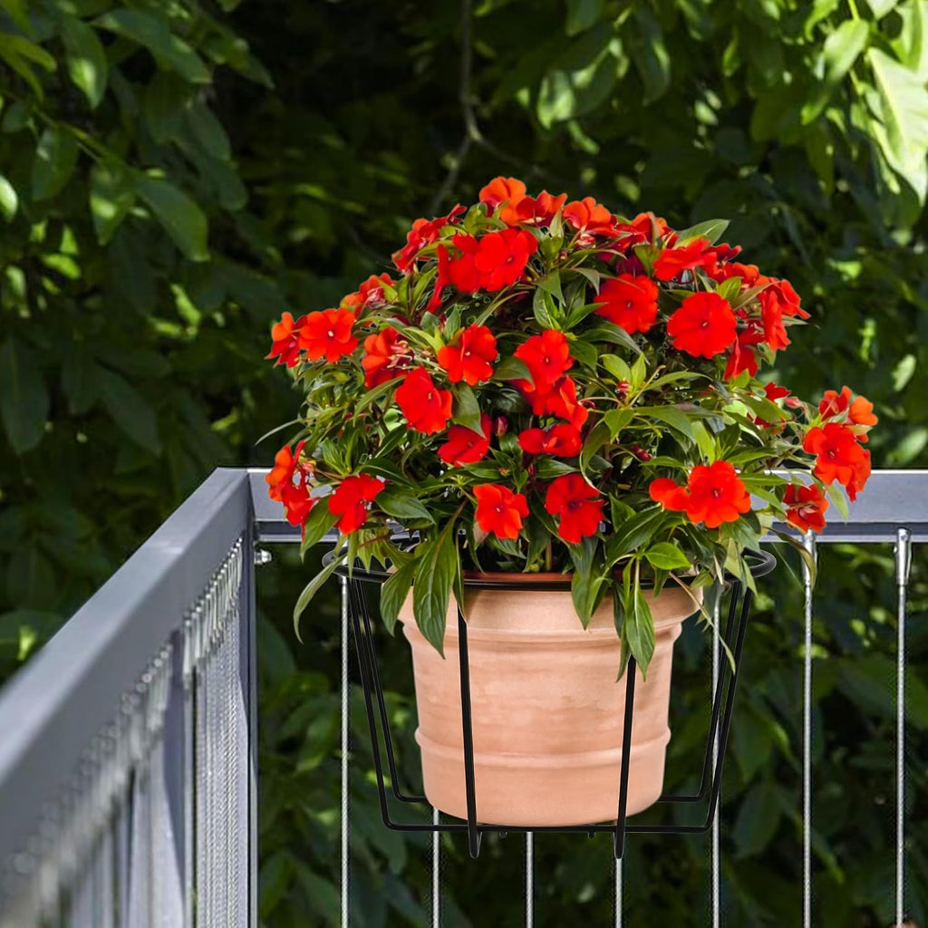 TQVAI Adjustable Hanging Railing Planter for 1.89 to 3.5 Inches Railings - Outdoor Balcony Deck Flower Pot Holder