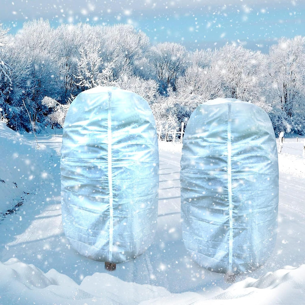 2 Pcs Plant Covers Freeze Protection, Frost Cloths for Plants, 7.9×5.9ft | Winter Tree Covers with Drawstring and