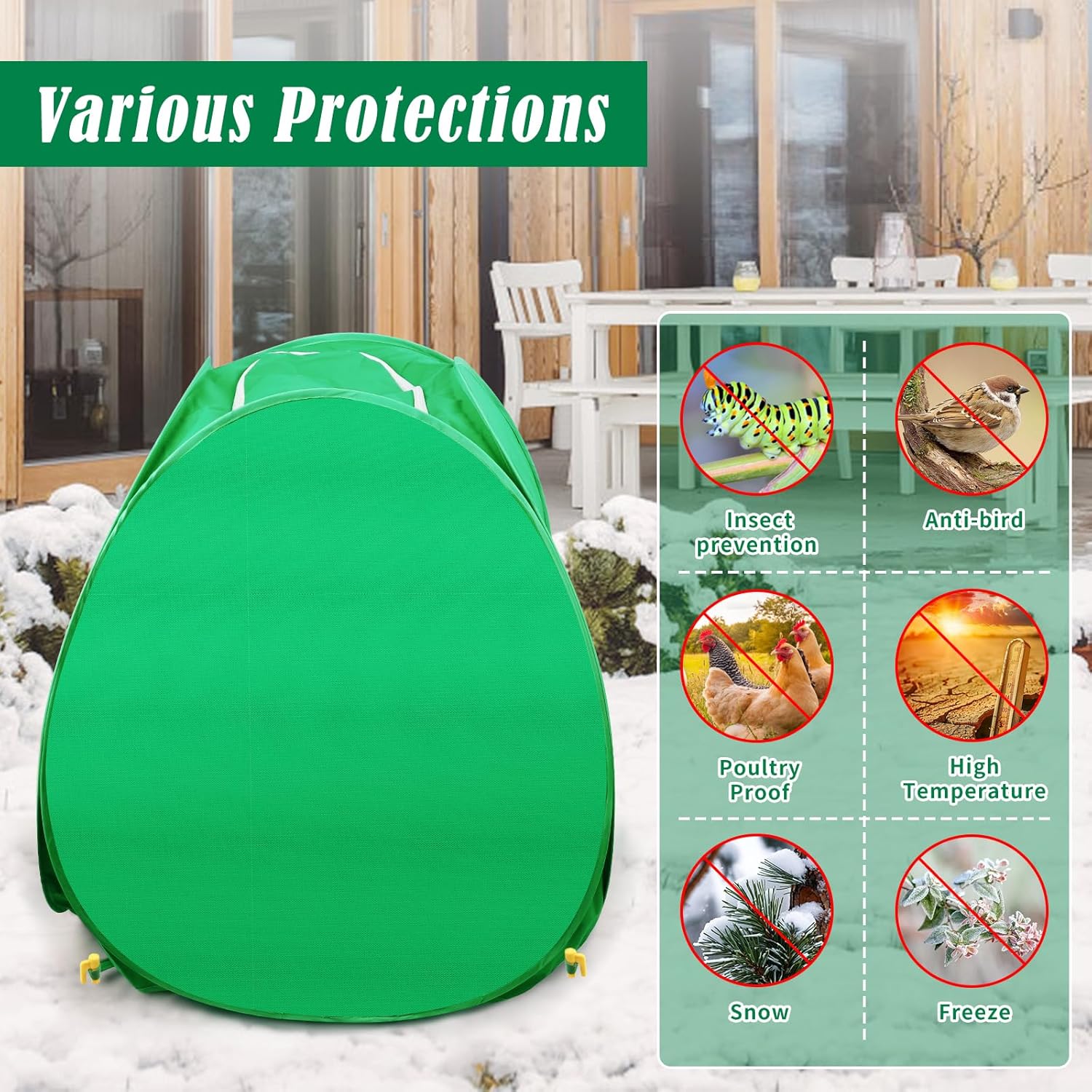 2 Pack Pop Up Winter Plant Covers, 28x28x33 Freeze Protection Shrub Covers | Shrub Covers for Winter, Frost Freeze