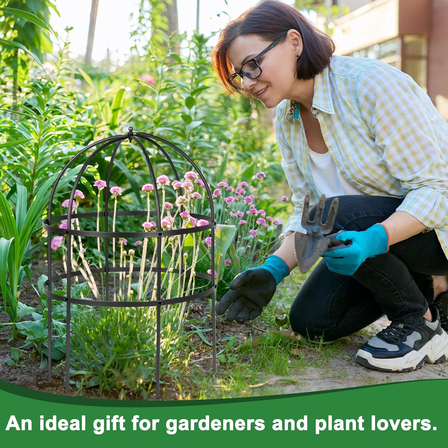 1 Pcs Jardin Bird Cage Plant Support 24" H Large Sturdy Grow-Through Flower Support Peony Cage Climbing Plant Support