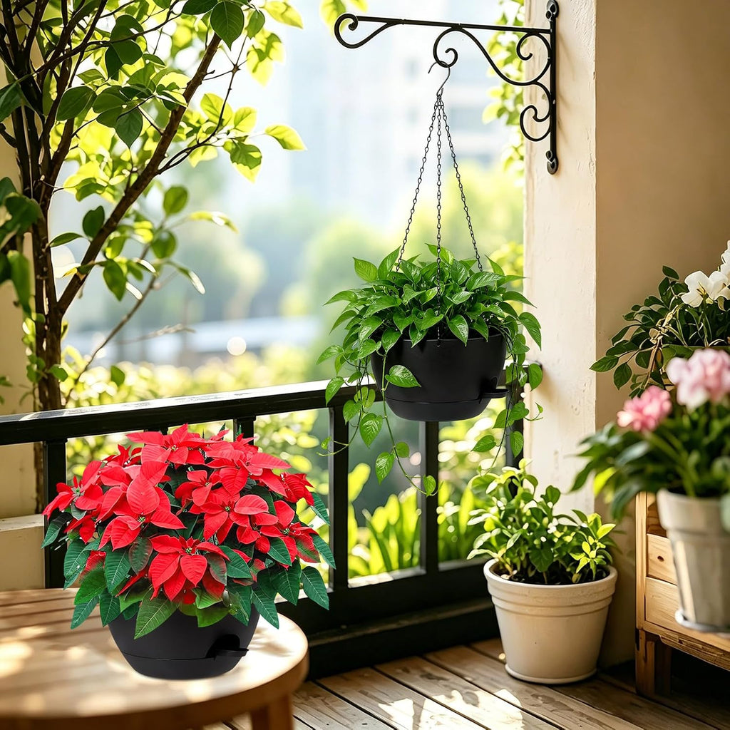 DANALLAN Hanging Planters for Indoor Plants, 2Pcs 12 Inch Self Watering Hanging Planter Basket Large Plastic Plant