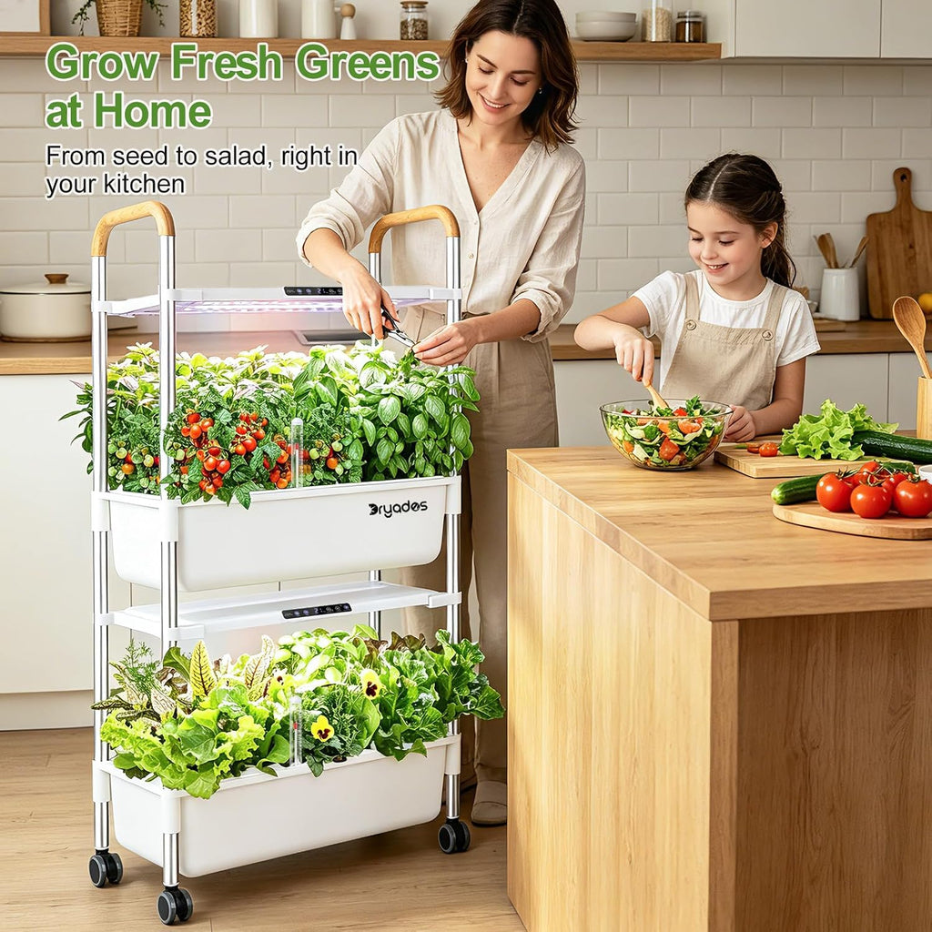 54-Pod Hydroponic Growing System, 2-Tier Indoor Garden for Herbs & Vegetables with 2×30W Full-Spectrum LED Grow Lights