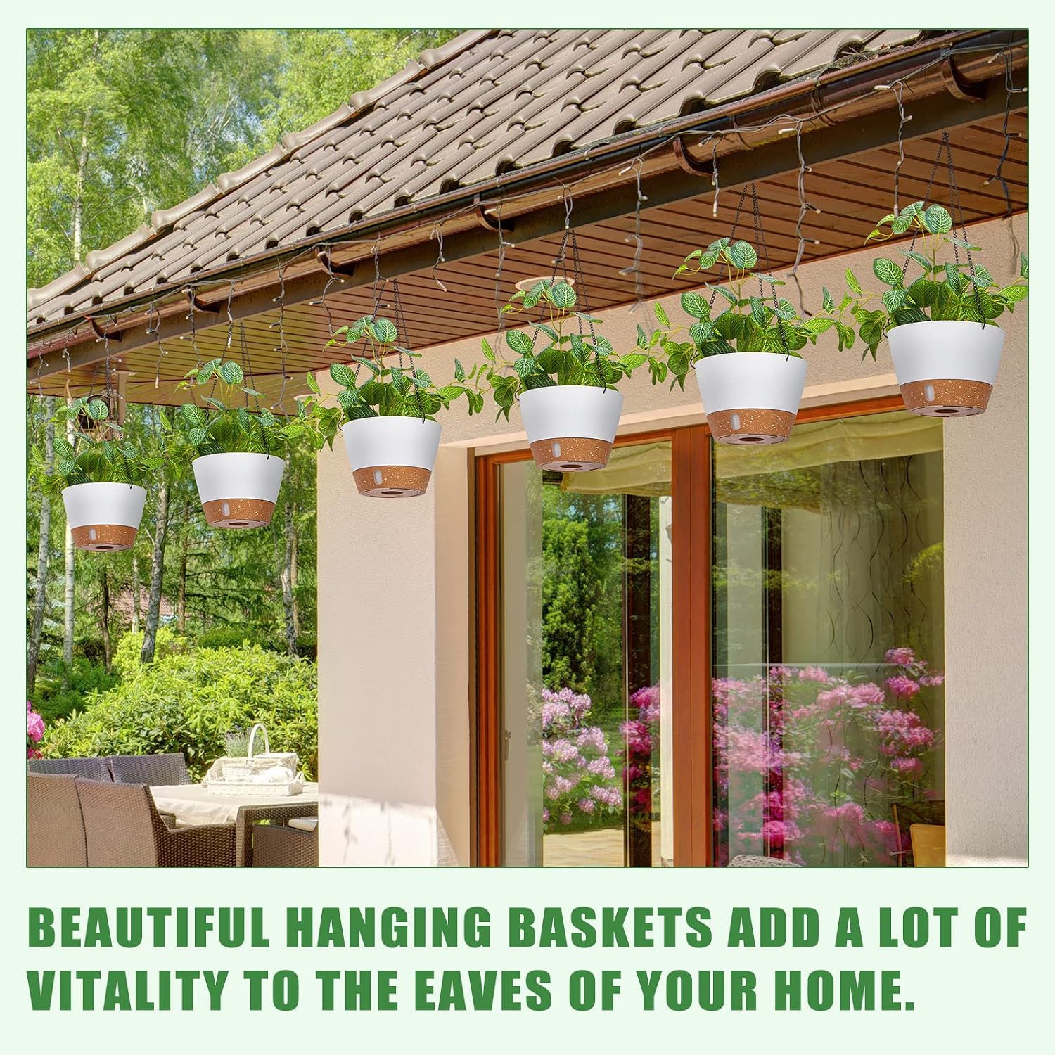 6 Pcs 8 Inch Hanging Planter for Indoor Plants Self Watering Hanging Pot Baskets with Drainage Hole Visible Water Level