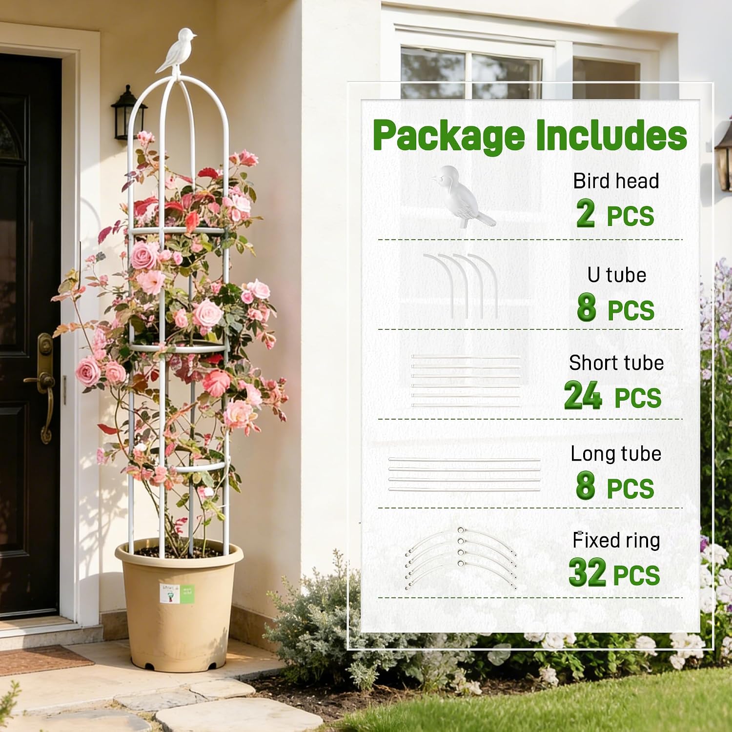 2 Pack Trellis for Climbing Planting Outdoor, 6ft Plant Trellis-Rustproof Metal Pipe with Heavy Duty Plastic Coated