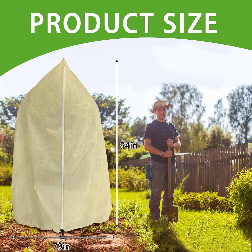 2 Pack 94" x 79" Large Plant Covers Freeze Protection- Reusable Winter Plant Frost Protection Cover Bags with Zipper